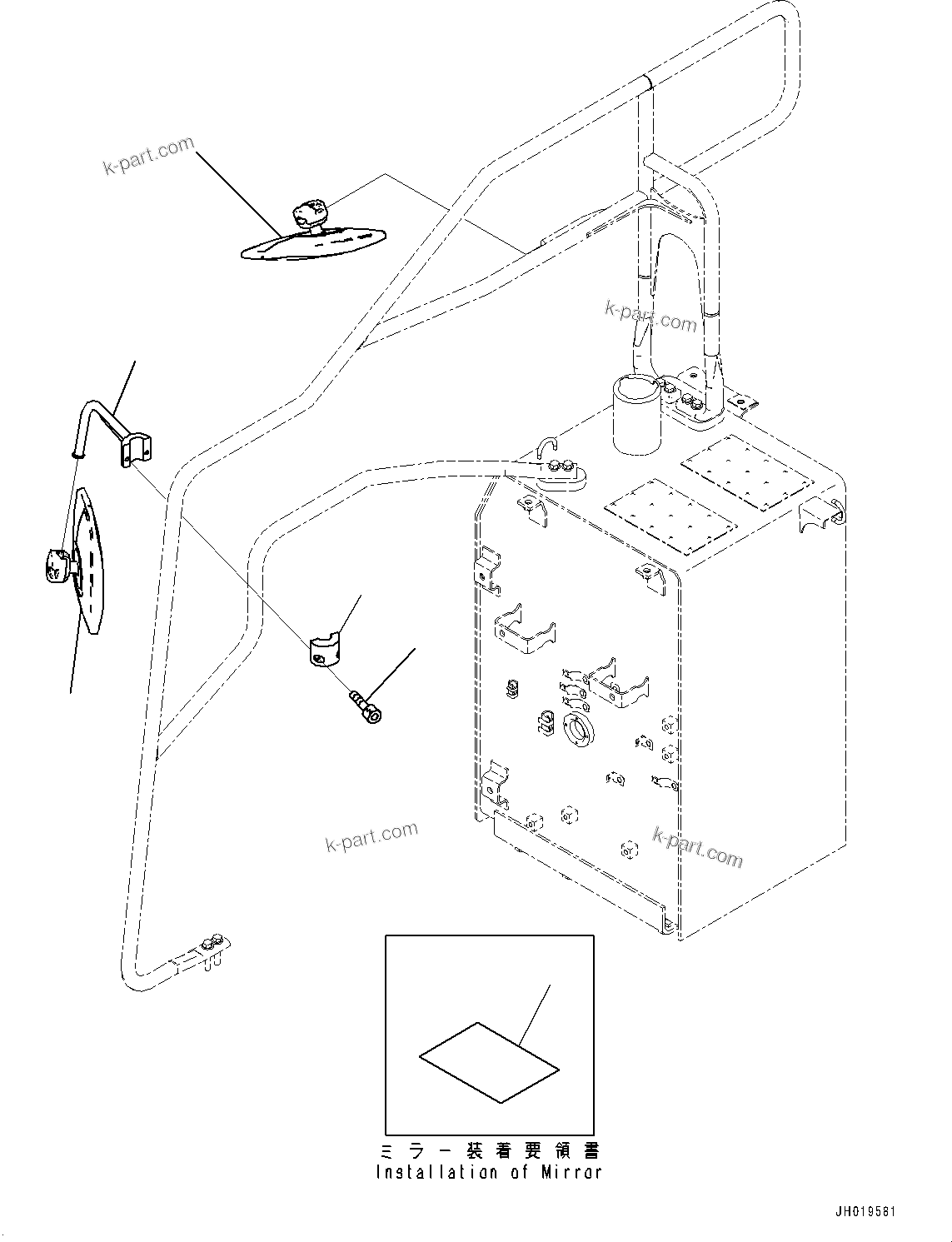 Komatsu parts book diagram for PC170LC-11 S/N 37001-UP: REARVIEW MIRROR R.H., (#35001-)