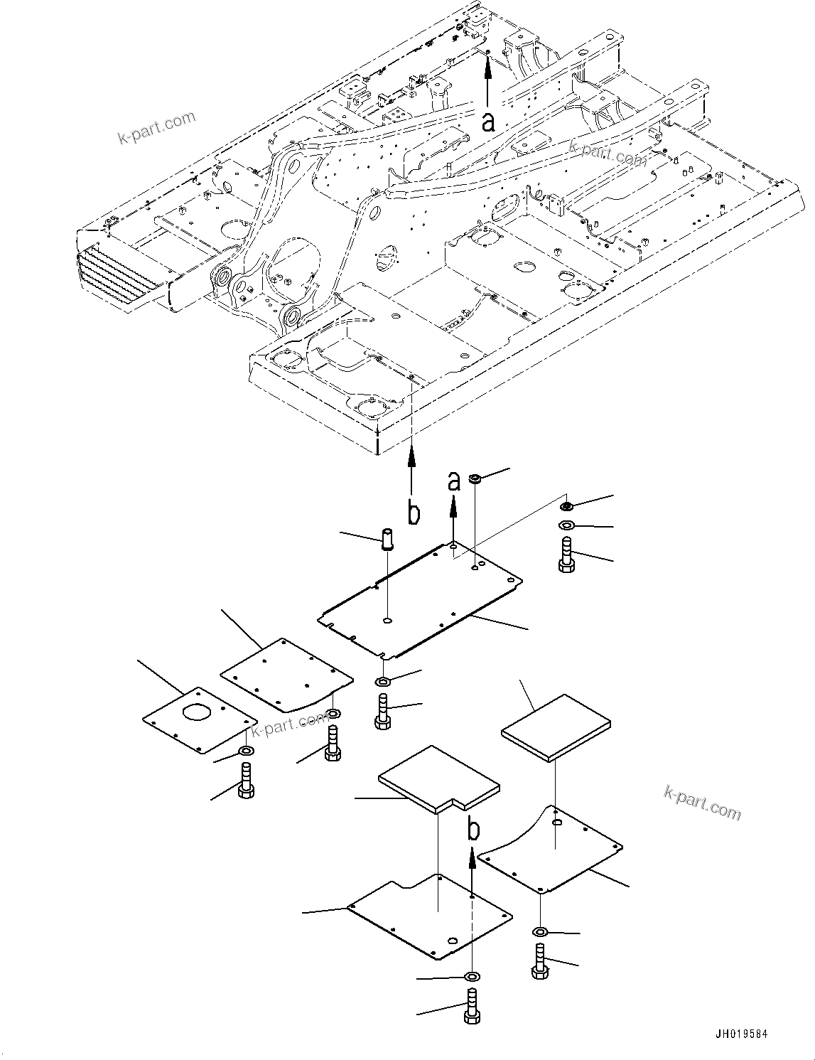 Komatsu parts book diagram for PC170LC-11 S/N 37001-UP: UNDER COVER, (1/2)(#35001-)