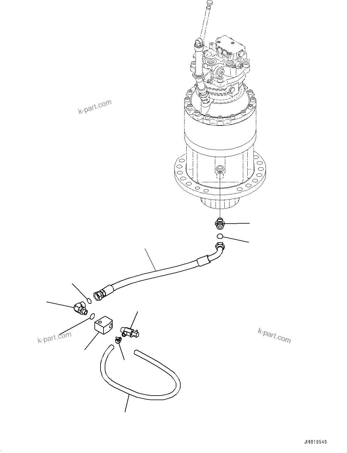 Komatsu parts book diagram for PC170LC-11 S/N 37001-UP: SWING MACHINERY AND MOTOR, DRAIN PIPING(#35001-)