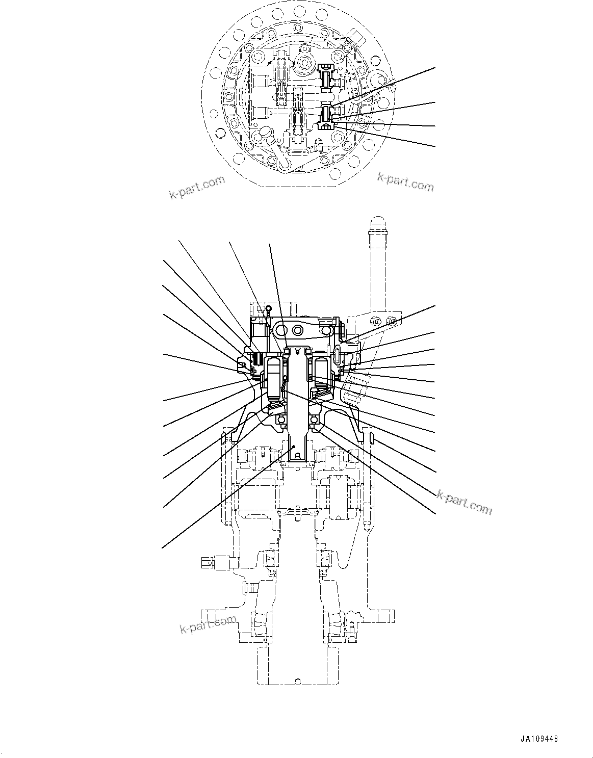 Komatsu parts book diagram for PC170LC-11 S/N 37001-UP: SWING MACHINERY AND MOTOR, INNER PARTS (2/8)(#35712-)