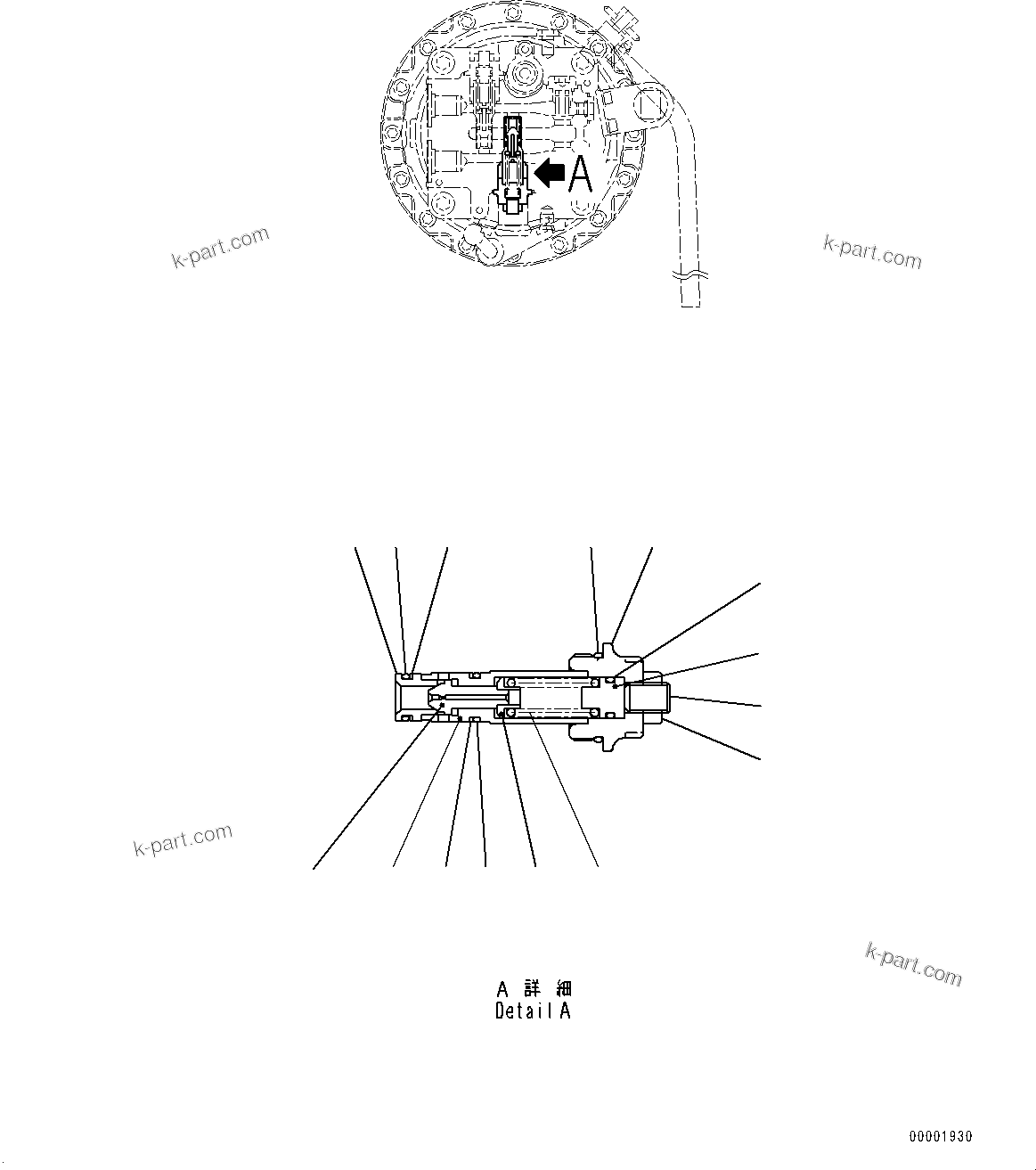 Komatsu parts book diagram for PC170LC-11 S/N 37001-UP: SWING MACHINERY AND MOTOR, INNER PARTS (3/8)(#35001-35711)