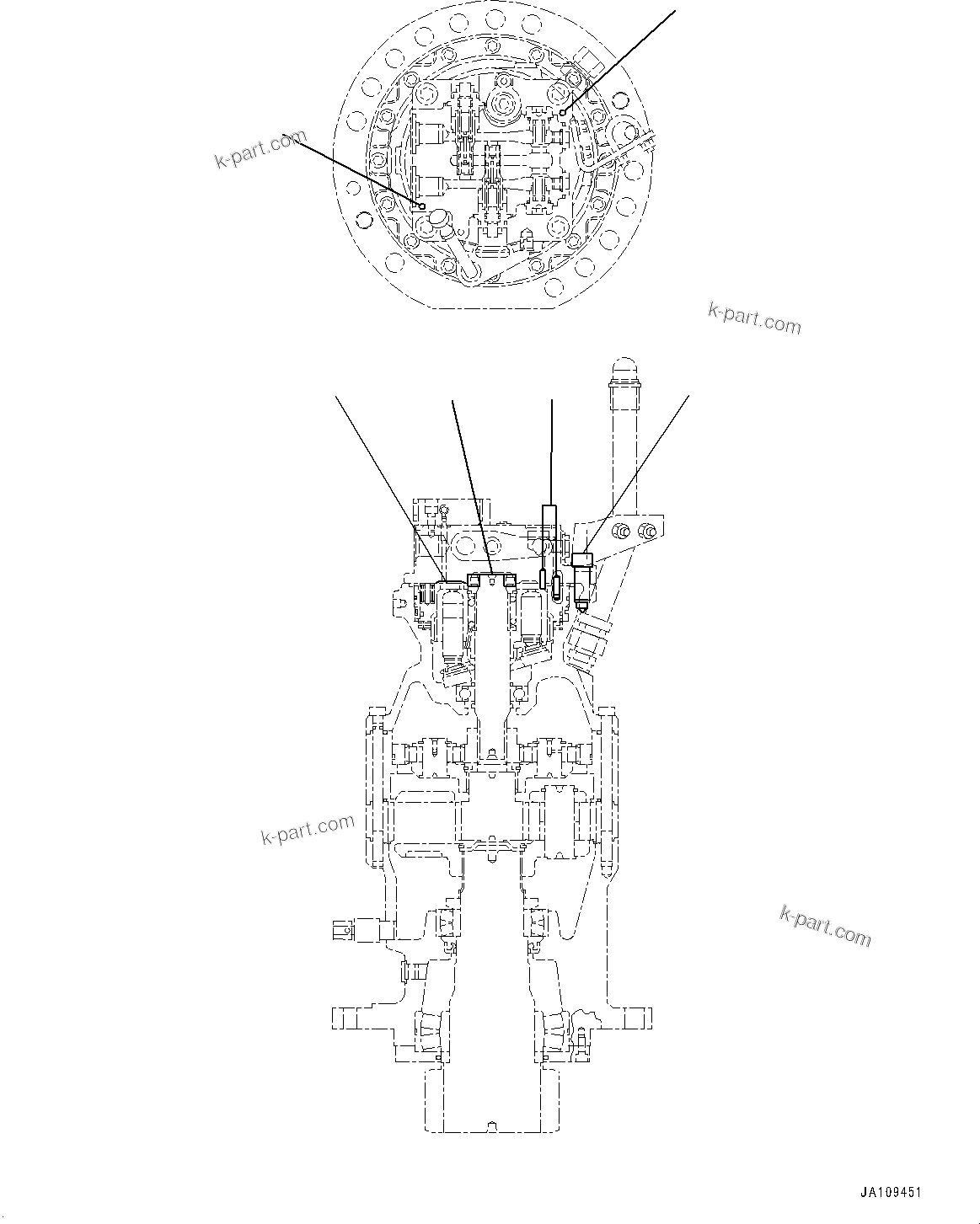 Komatsu parts book diagram for PC170LC-11 S/N 37001-UP: SWING MACHINERY AND MOTOR, INNER PARTS (5/8)(#35712-)