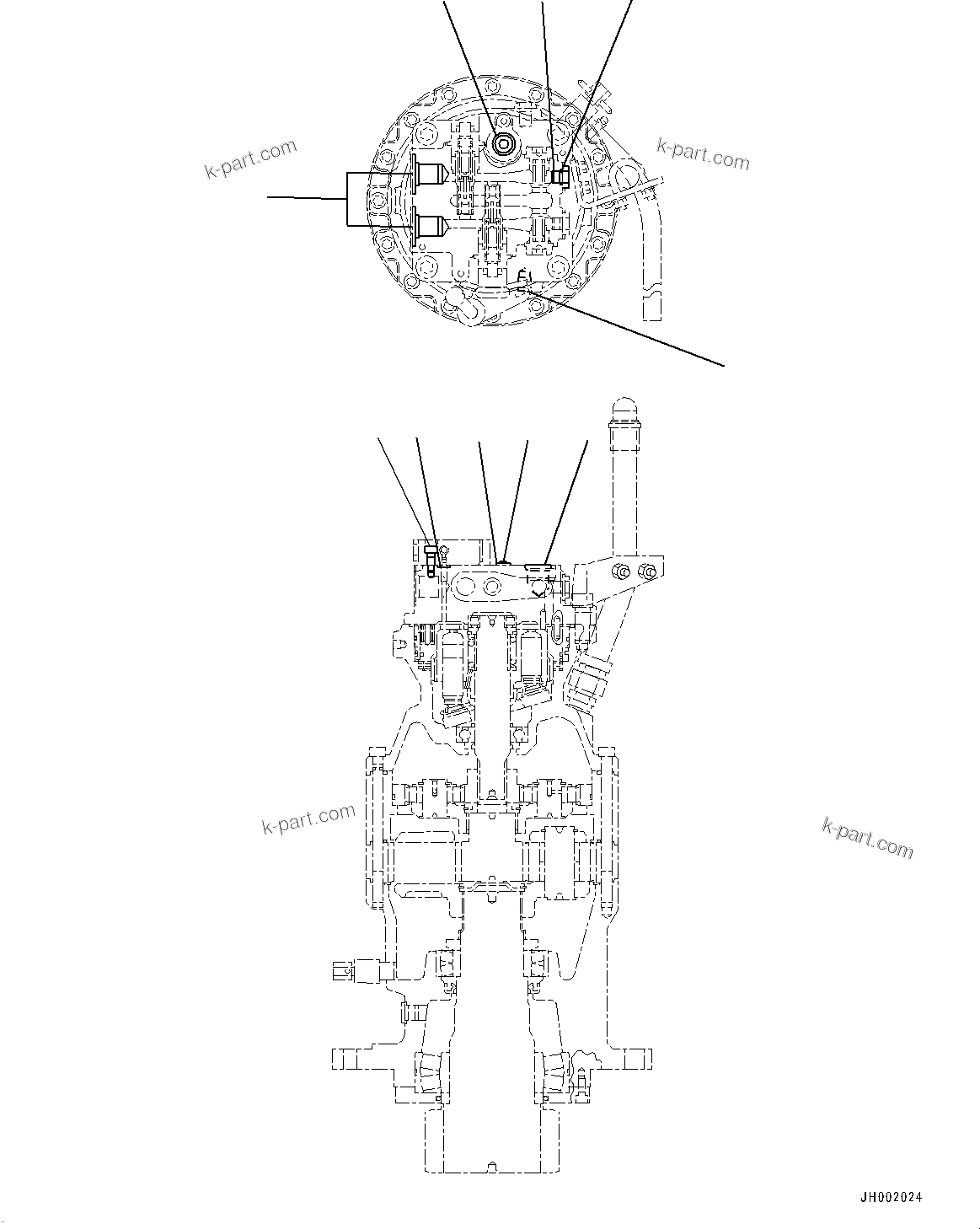 Komatsu parts book diagram for PC170LC-11 S/N 37001-UP: SWING MACHINERY AND MOTOR, INNER PARTS (7/8)(#35001-35711)