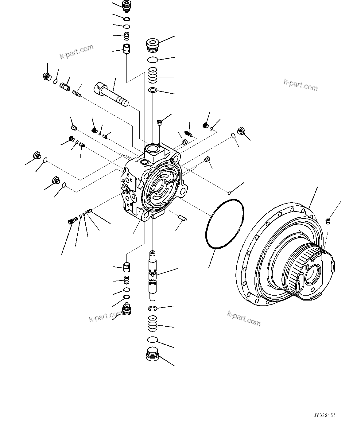 Komatsu parts book diagram for PC170LC-11 S/N 37001-UP: TRAVEL MOTOR AND FINAL DRIVE, TRAVEL MOTOR, R.H. (1/3)(#35001-)