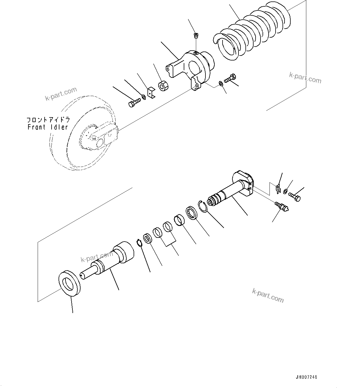 Komatsu parts book diagram for PC170LC-11 S/N 37001-UP: FRONT IDLER AND IDLER CUSHION, IDLER CUSHION(#35001-)