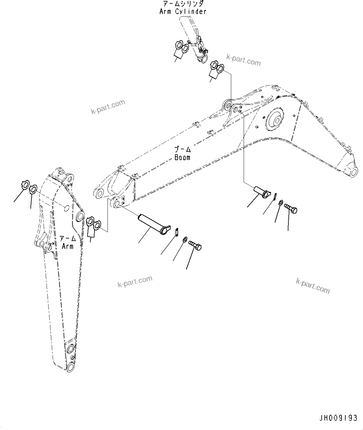 Komatsu parts book diagram for PC170LC-11 S/N 37001-UP: BOOM, TOP PIN AND BOTTOM PIN(#35001-)