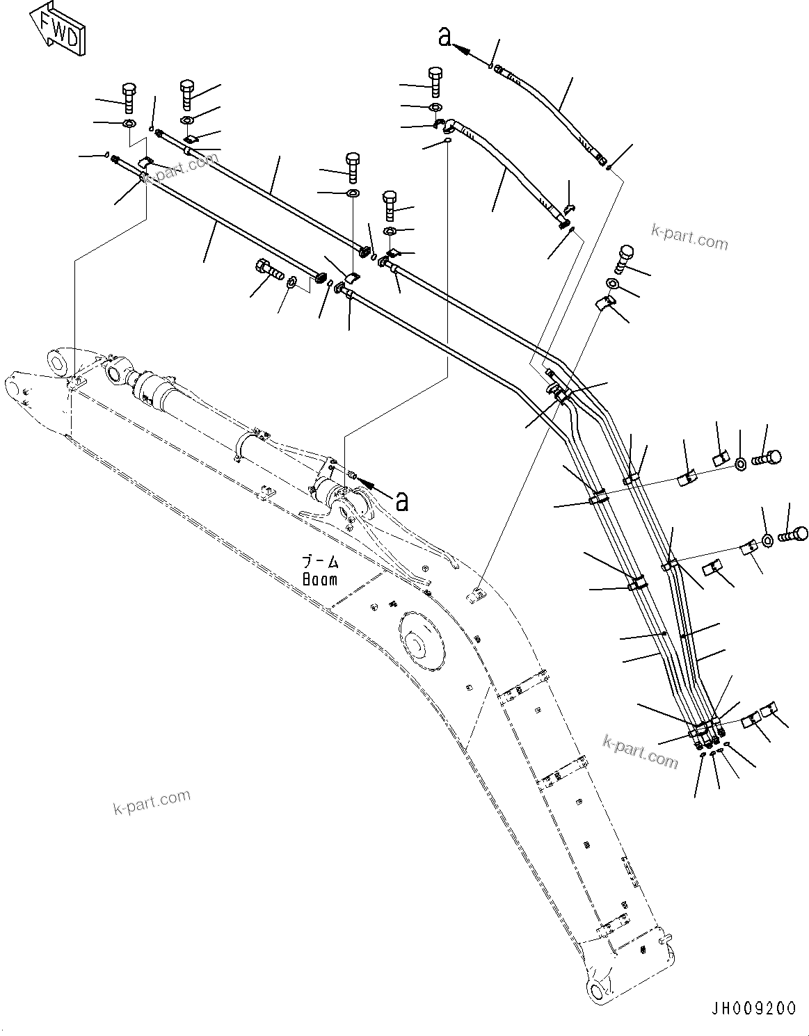 Komatsu parts book diagram for PC170LC-11 S/N 37001-UP: BOOM, ARM AND BUCKET CYLINDER PIPING(#35001-)