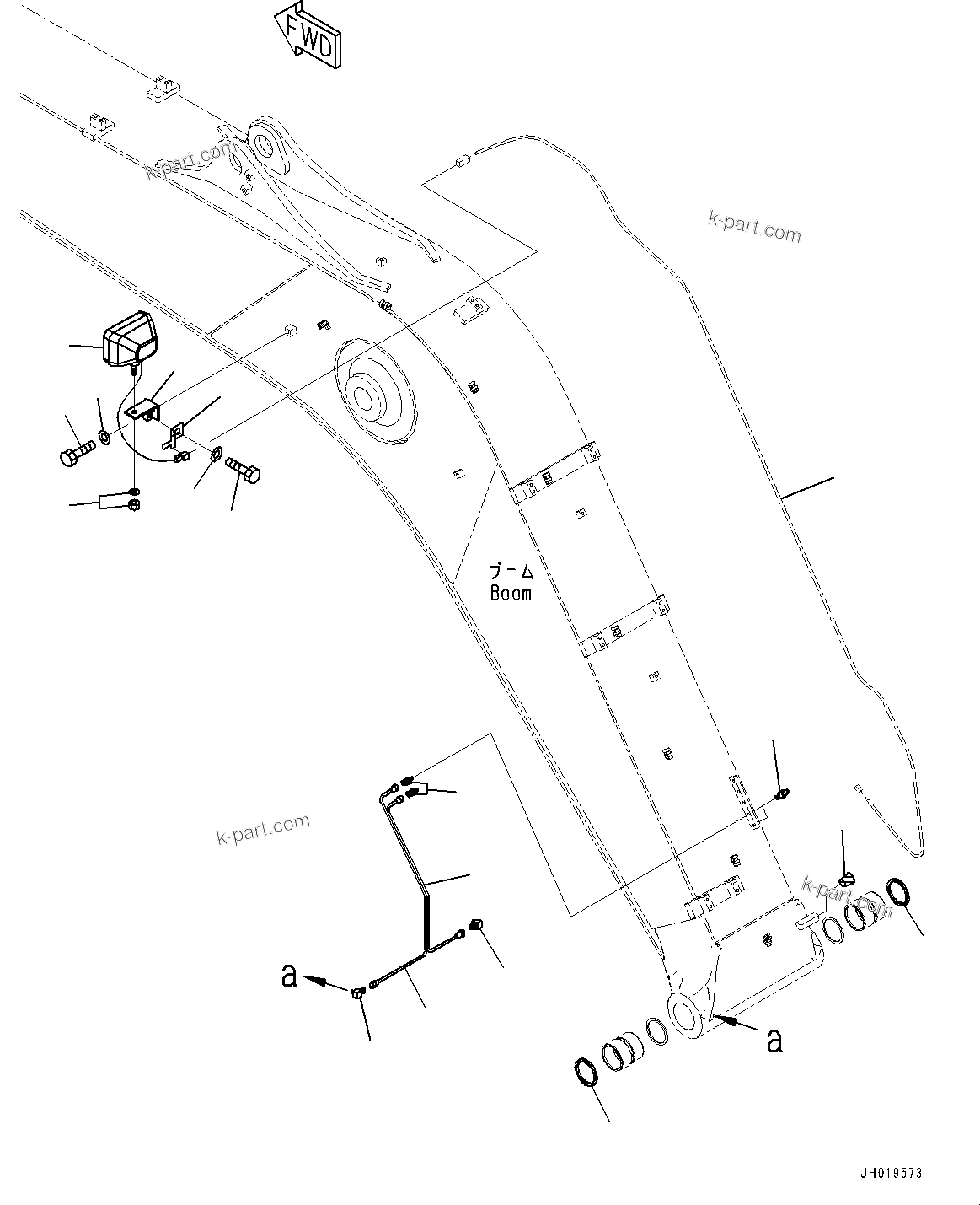 Komatsu parts book diagram for PC170LC-11 S/N 37001-UP: BOOM, WORKING LAMP(#35001-)