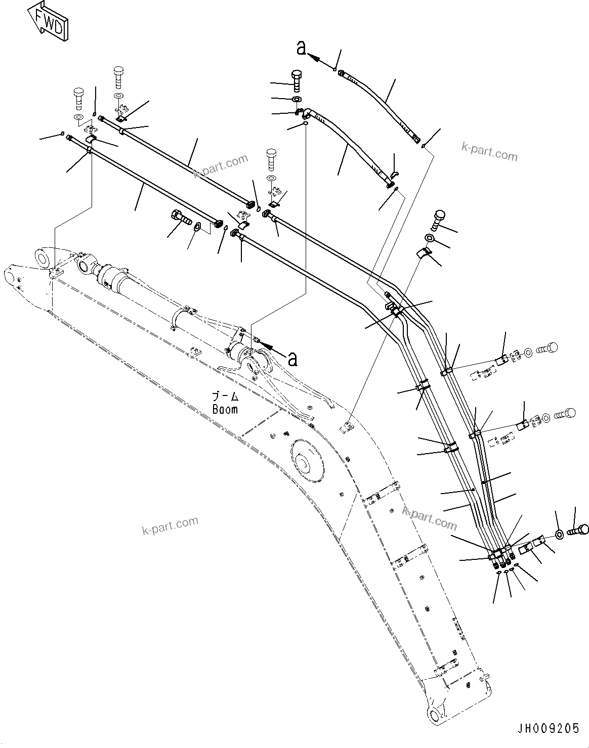 Komatsu parts book diagram for PC170LC-11 S/N 37001-UP: BOOM, ARM AND BUCKET CYLINDER PIPING (5150MM, 1-ADDITIONAL ACTUATOR PIPING, BREAKER)(#35001-)