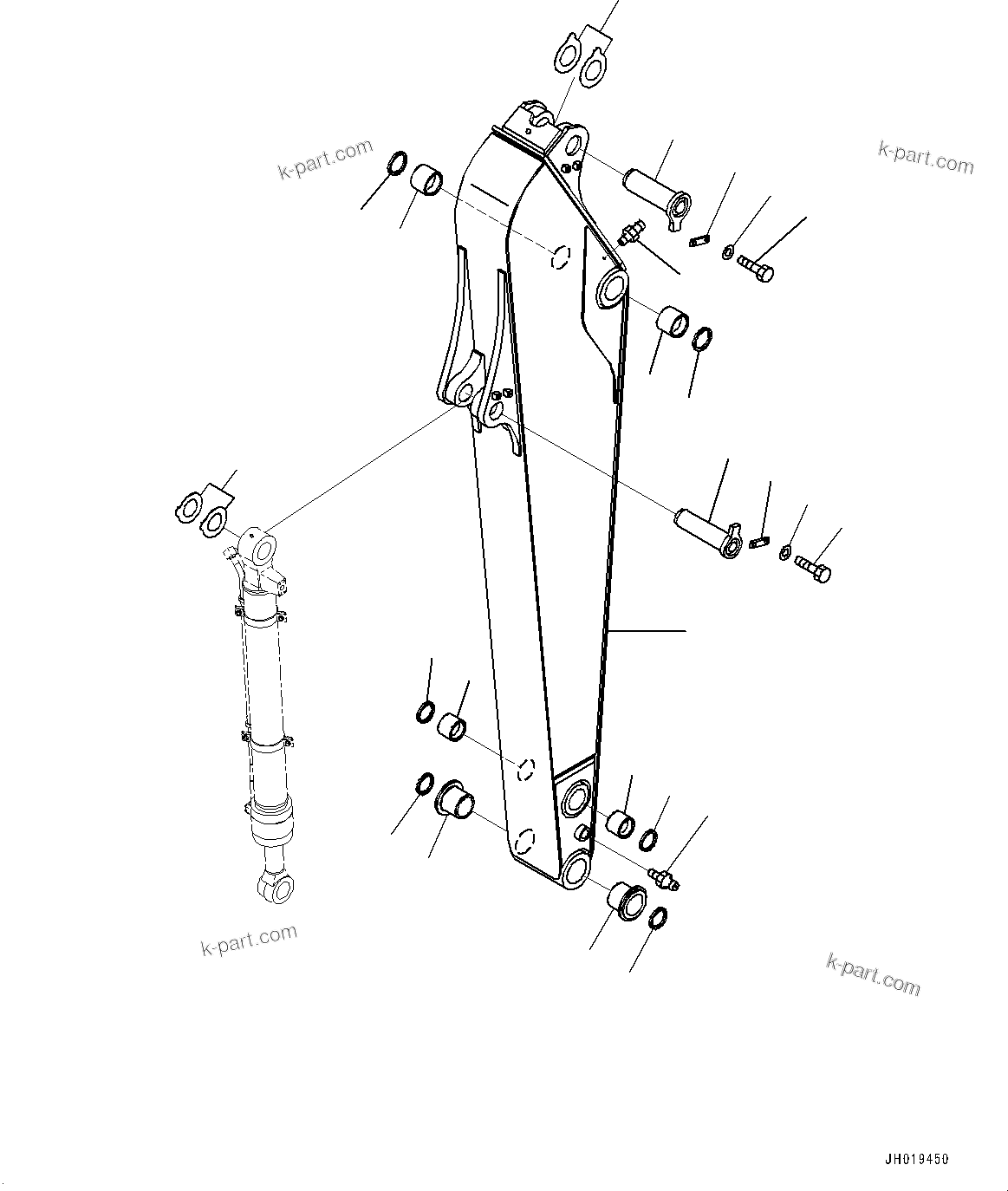 Komatsu parts book diagram for PC170LC-11 S/N 37001-UP: ARM, ARM AND PIN (2900MM)(#35001-)