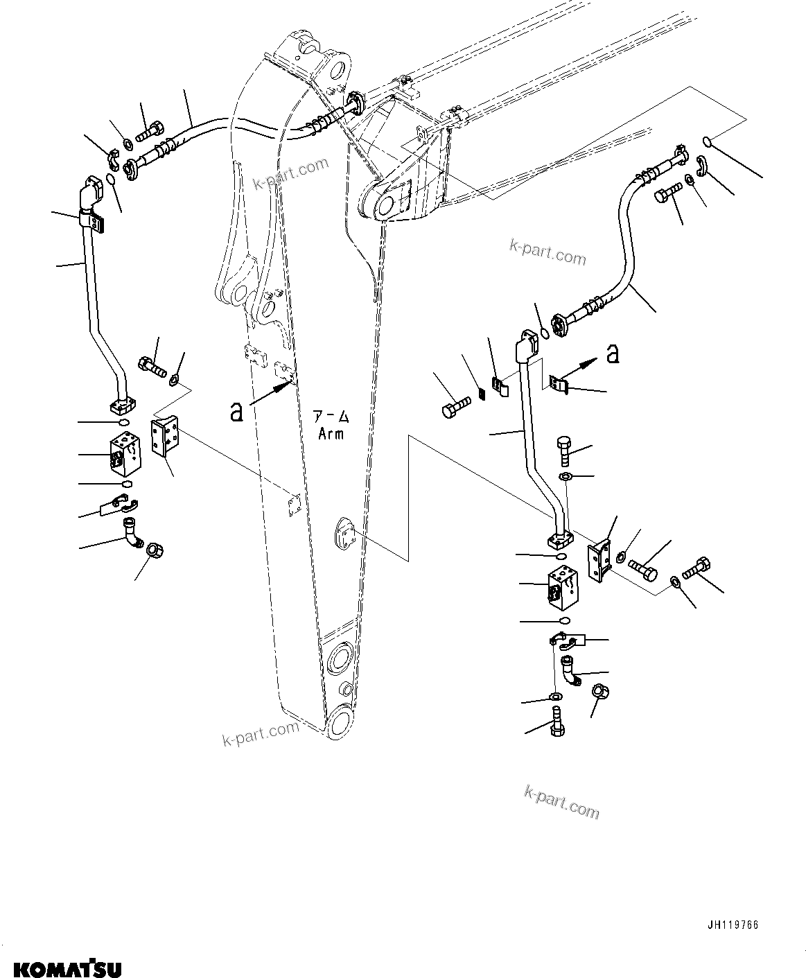 Komatsu parts book diagram for PC170LC-11 S/N 37001-UP: ARM, ADDITIONAL PIPING(#37001-)