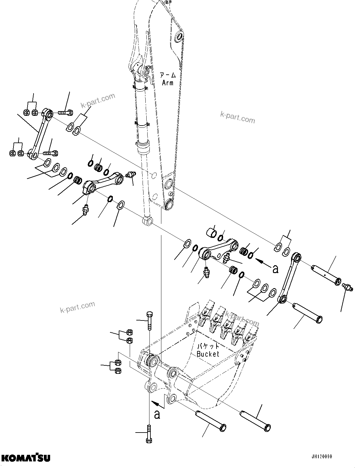 Komatsu parts book diagram for PC170LC-11 S/N 37001-UP: ARM, BUCKET LINK (LIFTING EYE LINK SPECIFICATION)(#37001-)