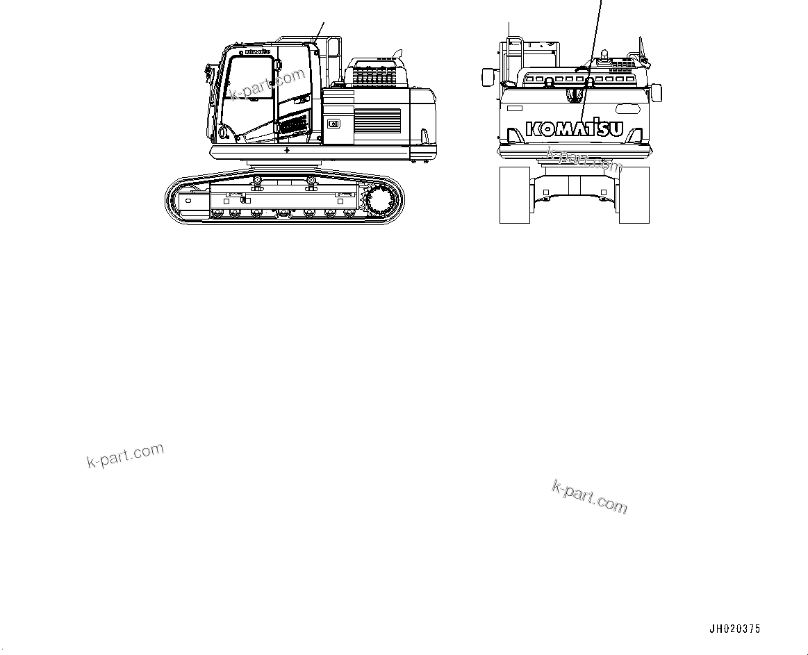 Komatsu parts book diagram for PC170LC-11 S/N 37001-UP: KOMATSU LOGO, (#35001-)