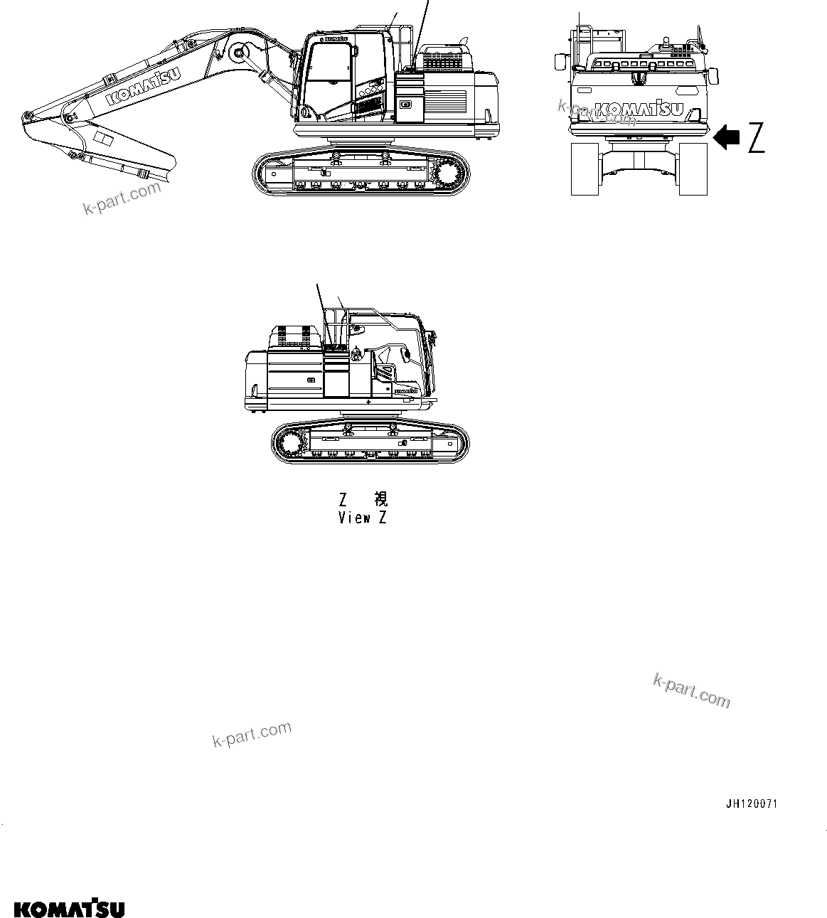 Komatsu parts book diagram for PC170LC-11 S/N 37001-UP: MACHINE MODEL, (#37001-)