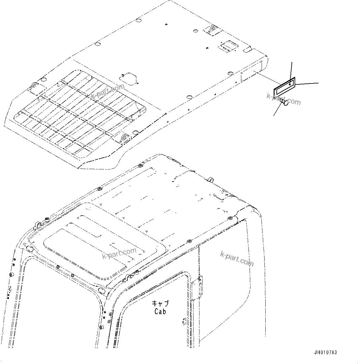 Komatsu parts book diagram for PC170LC-11 S/N 37001-UP: FOPS PLATE, (#35001-)
