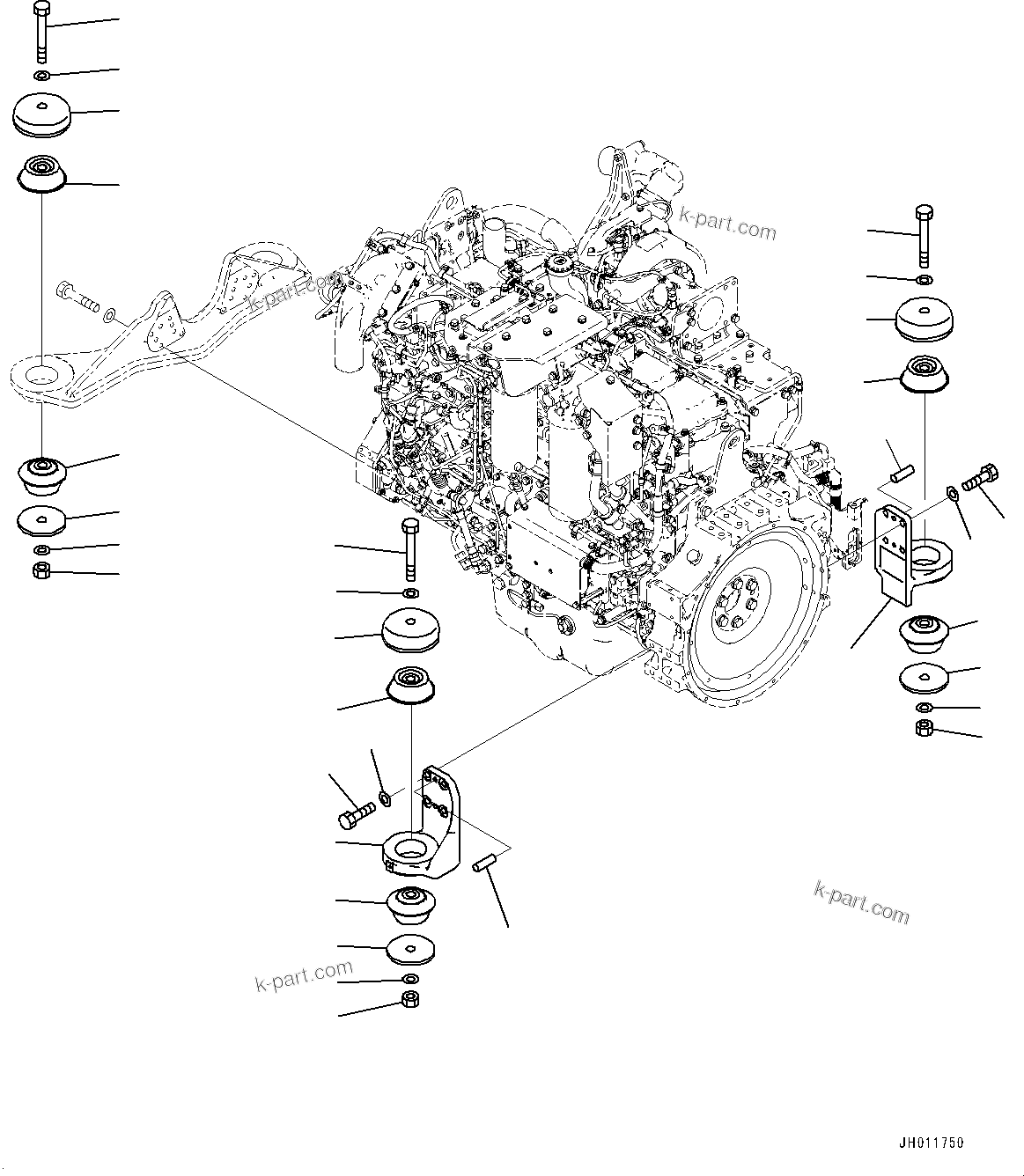 Komatsu parts book diagram for PC490LC-11 S/N 87001-UP (For KAL): ENGINE MOUNTING PARTS, (#85001-)