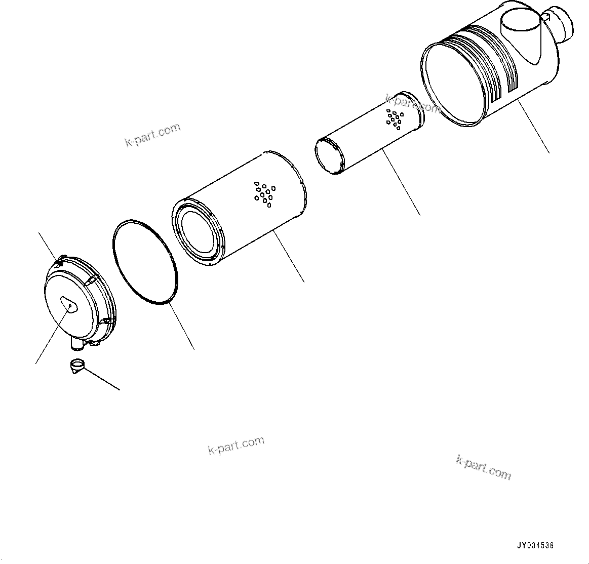 Komatsu parts book diagram for PC490LC-11 S/N 87001-UP (For KAL): AIR INTAKE UNIT, INNER PARTS, AIR CLEANER(#85001-)