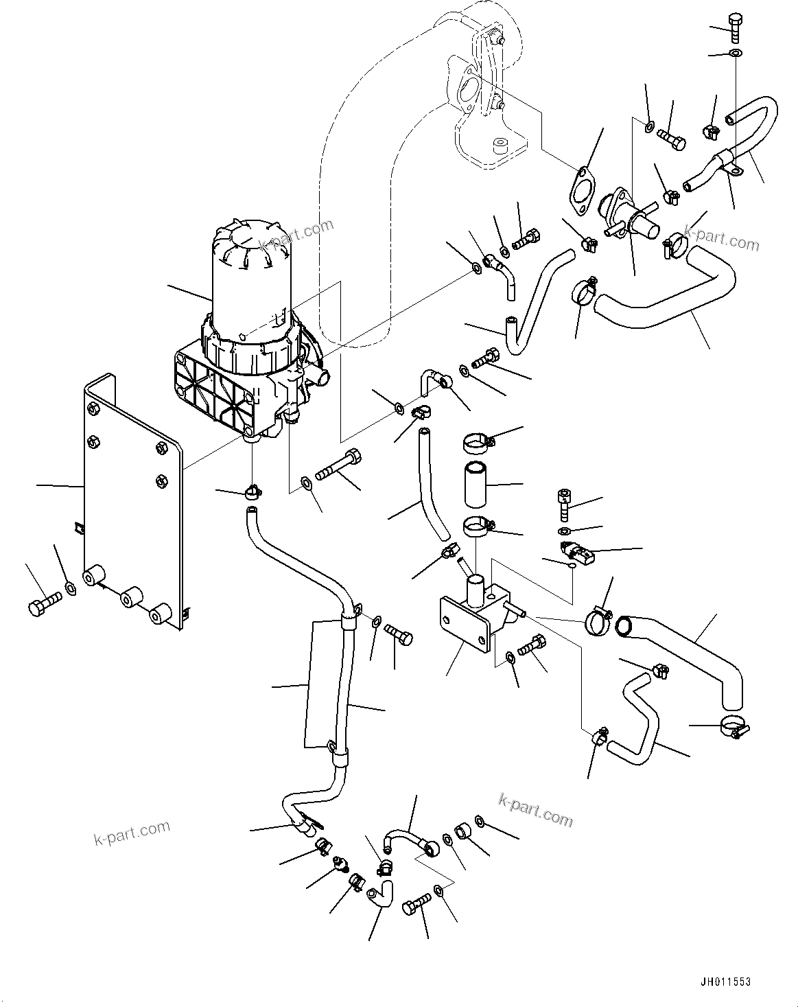 Komatsu parts book diagram for PC490LC-11 S/N 87001-UP (For KAL): AIR INTAKE UNIT, KOMATSU CLOSED CRANKCASE VENTILATION (KCCV)(#85001-86388)