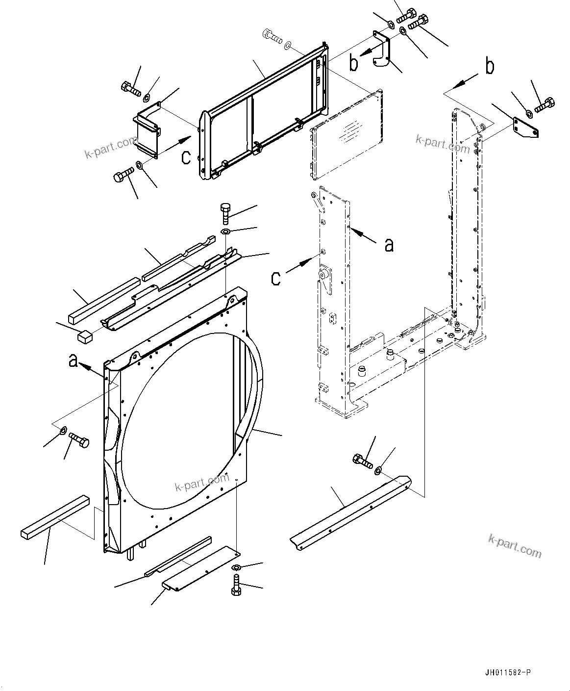 Komatsu parts book diagram for PC490LC-11 S/N 87001-UP (For KAL): COOLING SYSTEM, SHROUD (1/2)(#85153-)
