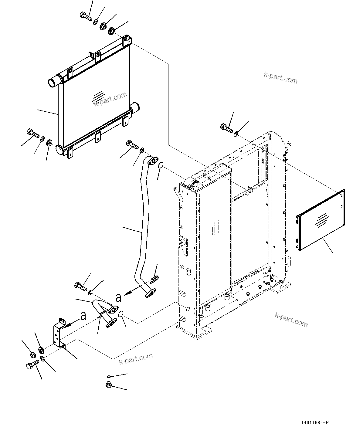 Komatsu parts book diagram for PC490LC-11 S/N 87001-UP (For KAL): COOLING SYSTEM, AFTERCOOLER AND CONDENSER(#85153-)