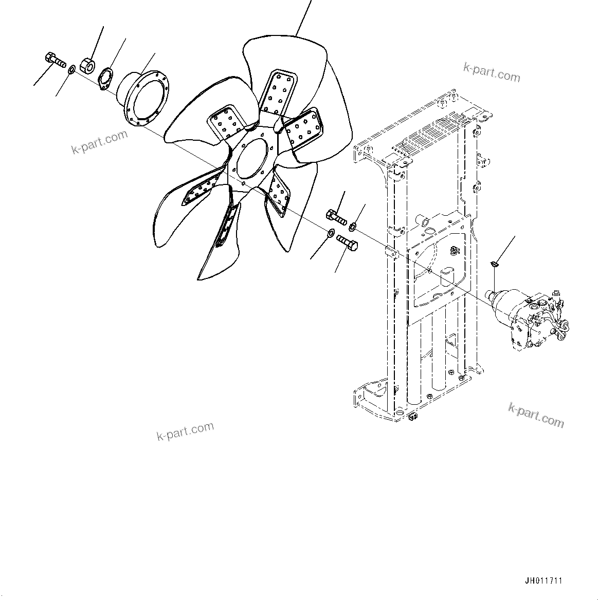 Komatsu parts book diagram for PC490LC-11 S/N 87001-UP (For KAL): COOLING SYSTEM, FAN MOUNTING(#85153-)