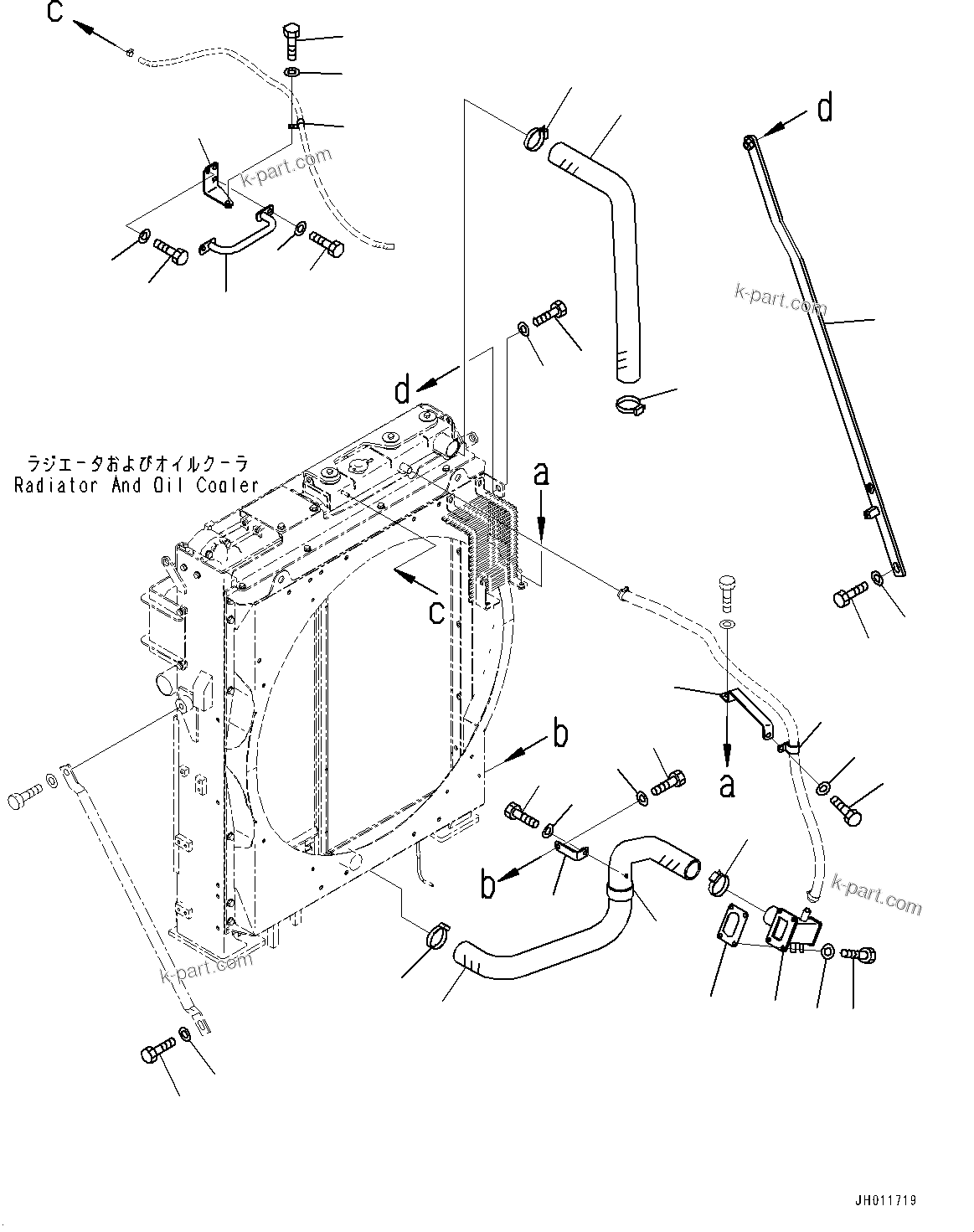 Komatsu parts book diagram for PC490LC-11 S/N 87001-UP (For KAL): COOLING SYSTEM, STAY(#85001-85152)