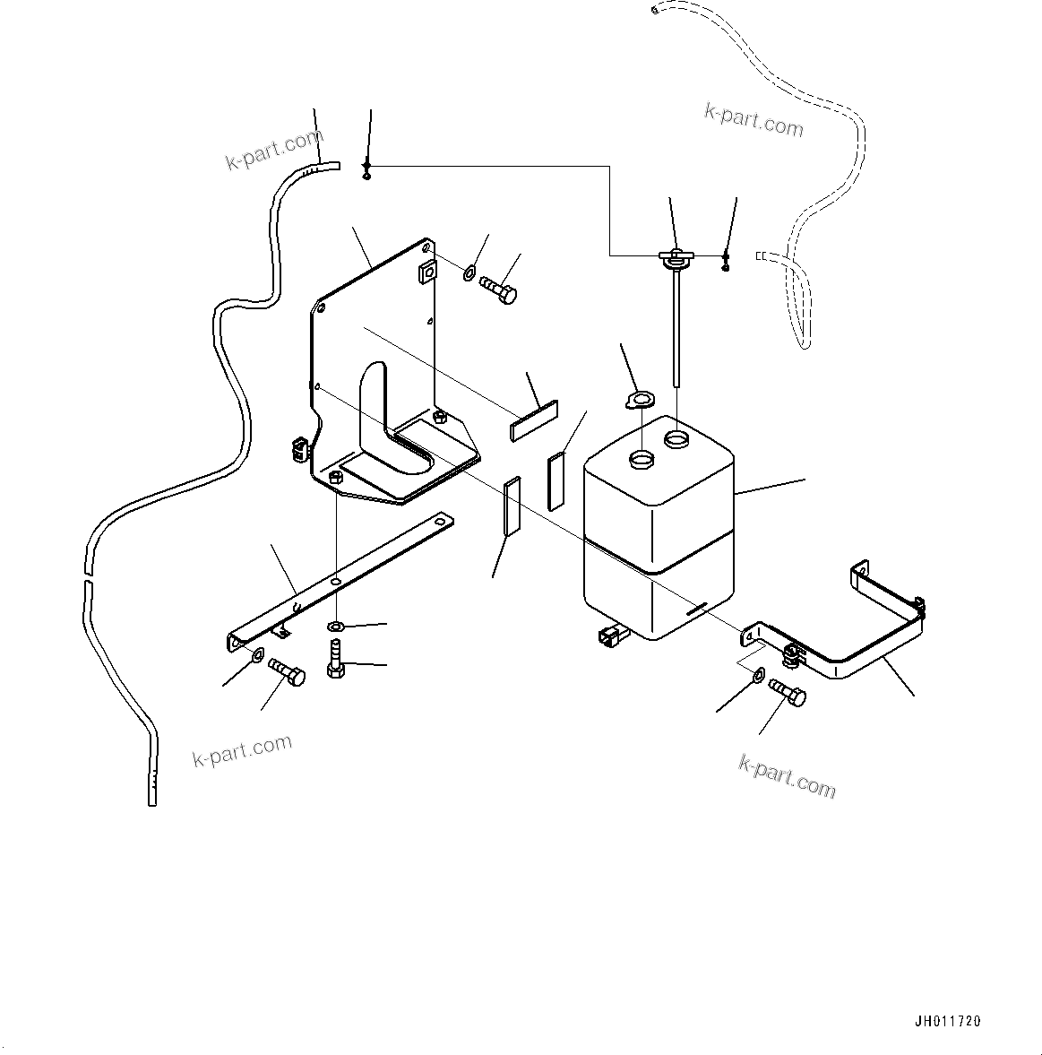 Komatsu parts book diagram for PC490LC-11 S/N 87001-UP (For KAL): COOLING SYSTEM, RESERVOIR TANK(#85153-)