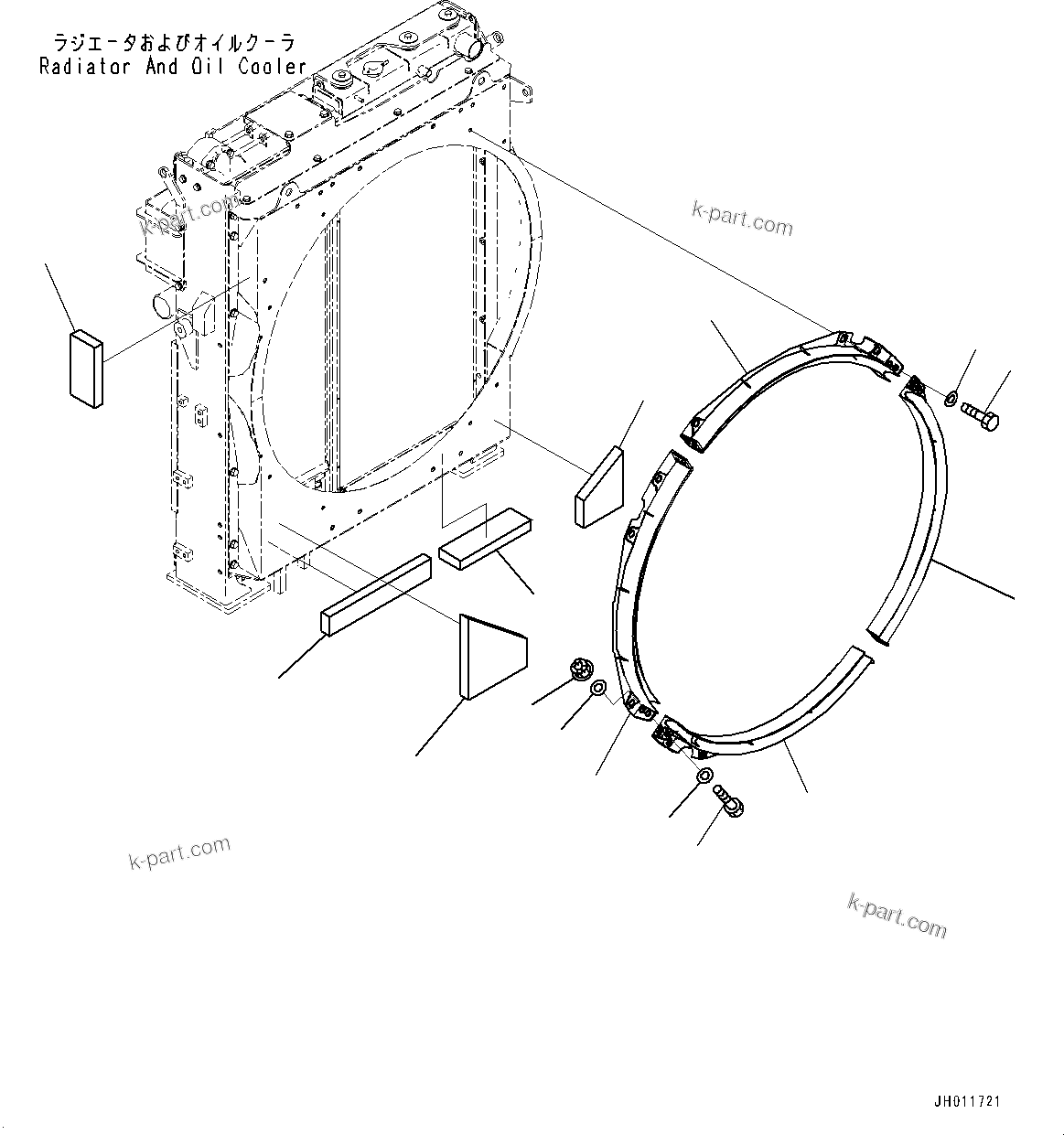 Komatsu parts book diagram for PC490LC-11 S/N 87001-UP (For KAL): COOLING SYSTEM, SHROUD (2/2)(#85153-)