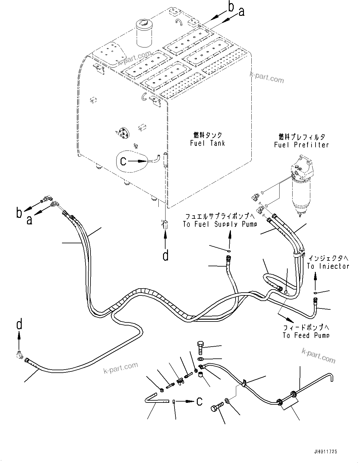 Komatsu parts book diagram for PC490LC-11 S/N 87001-UP (For KAL): FUEL PIPING, HOSE(#85001-)
