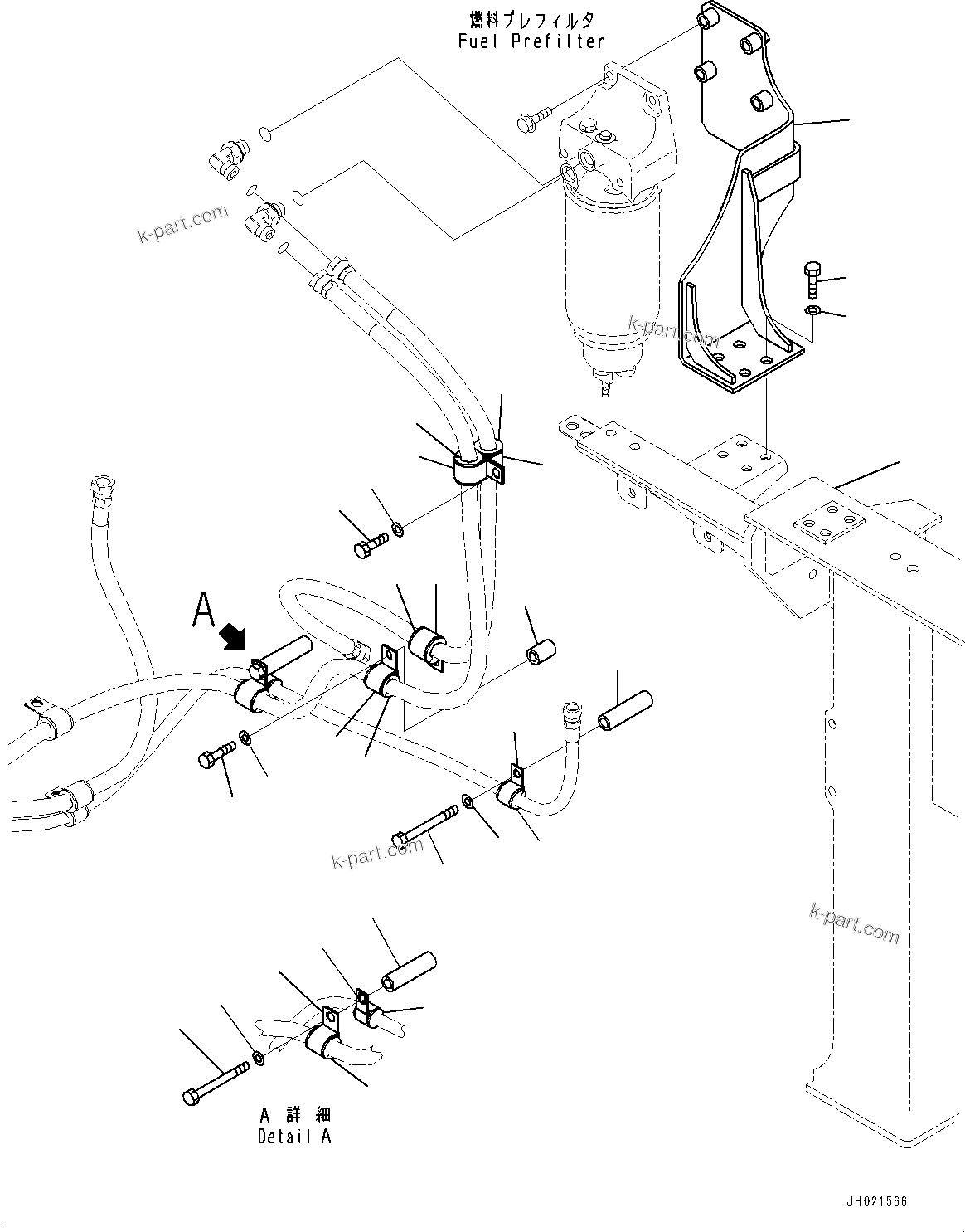 Komatsu parts book diagram for PC490LC-11 S/N 87001-UP (For KAL): FUEL PIPING, PREFILTER BRACKET(#85001-)