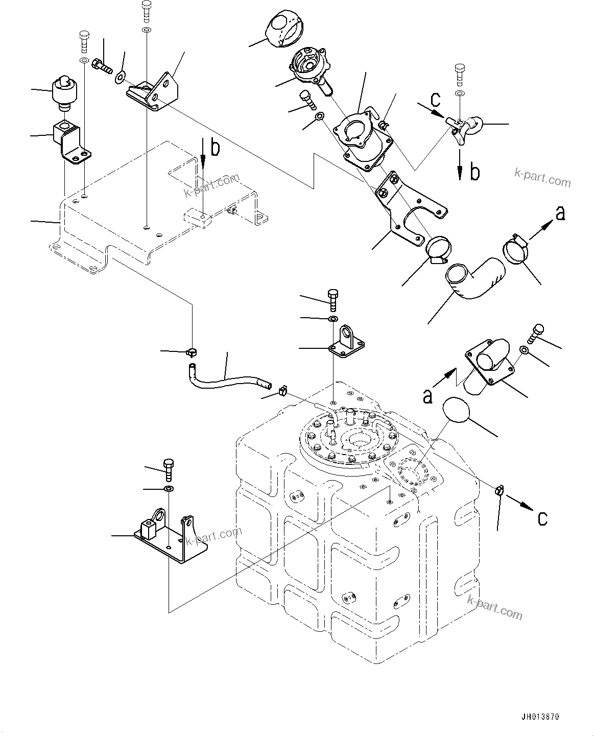 Komatsu parts book diagram for PC490LC-11 S/N 87001-UP (For KAL): DEF TANK, SUCTION TUBE(#85001-85415)