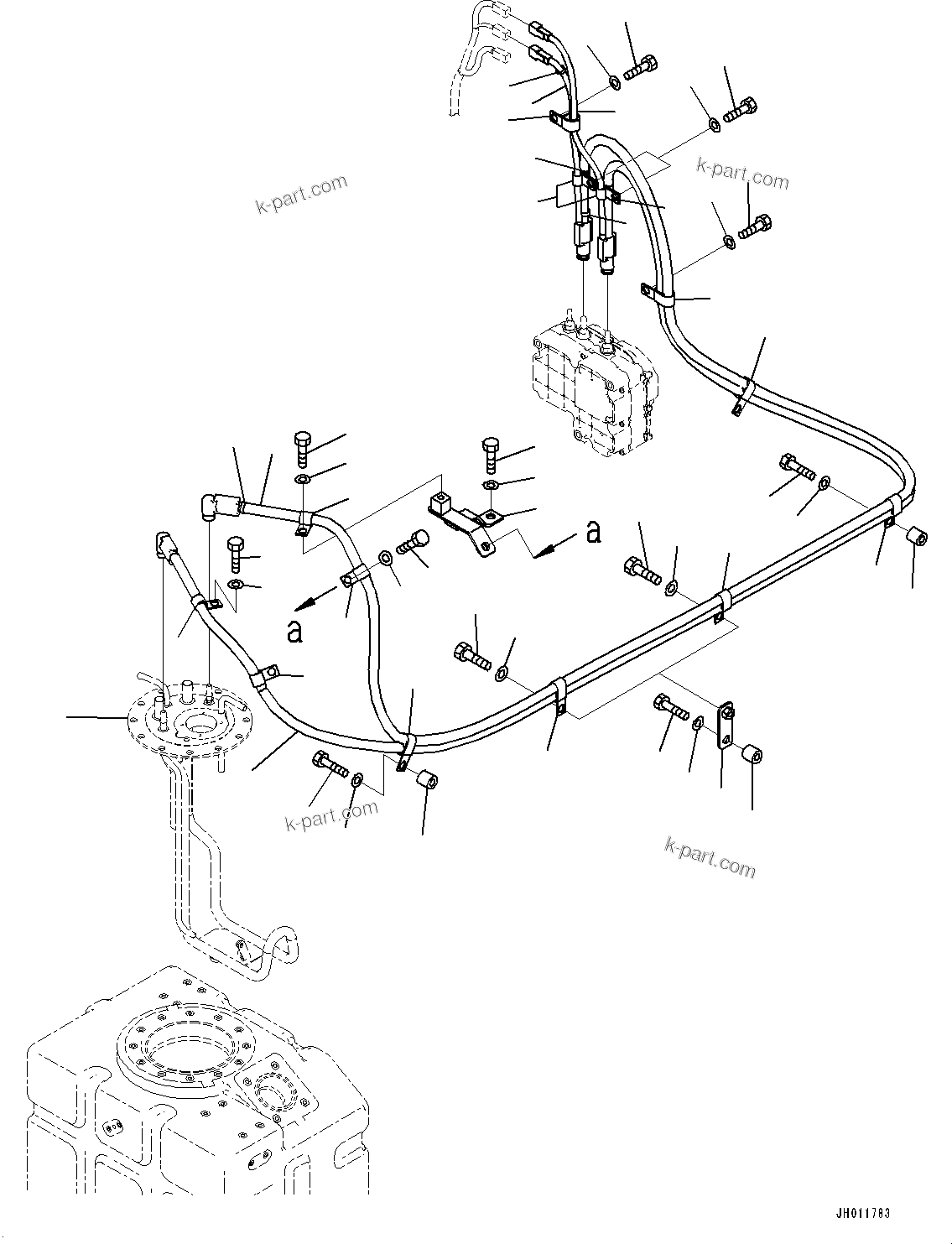 Komatsu parts book diagram for PC490LC-11 S/N 87001-UP (For KAL): DEF PIPING, SUCTION AND RETURN PIPING(#85112-86052)