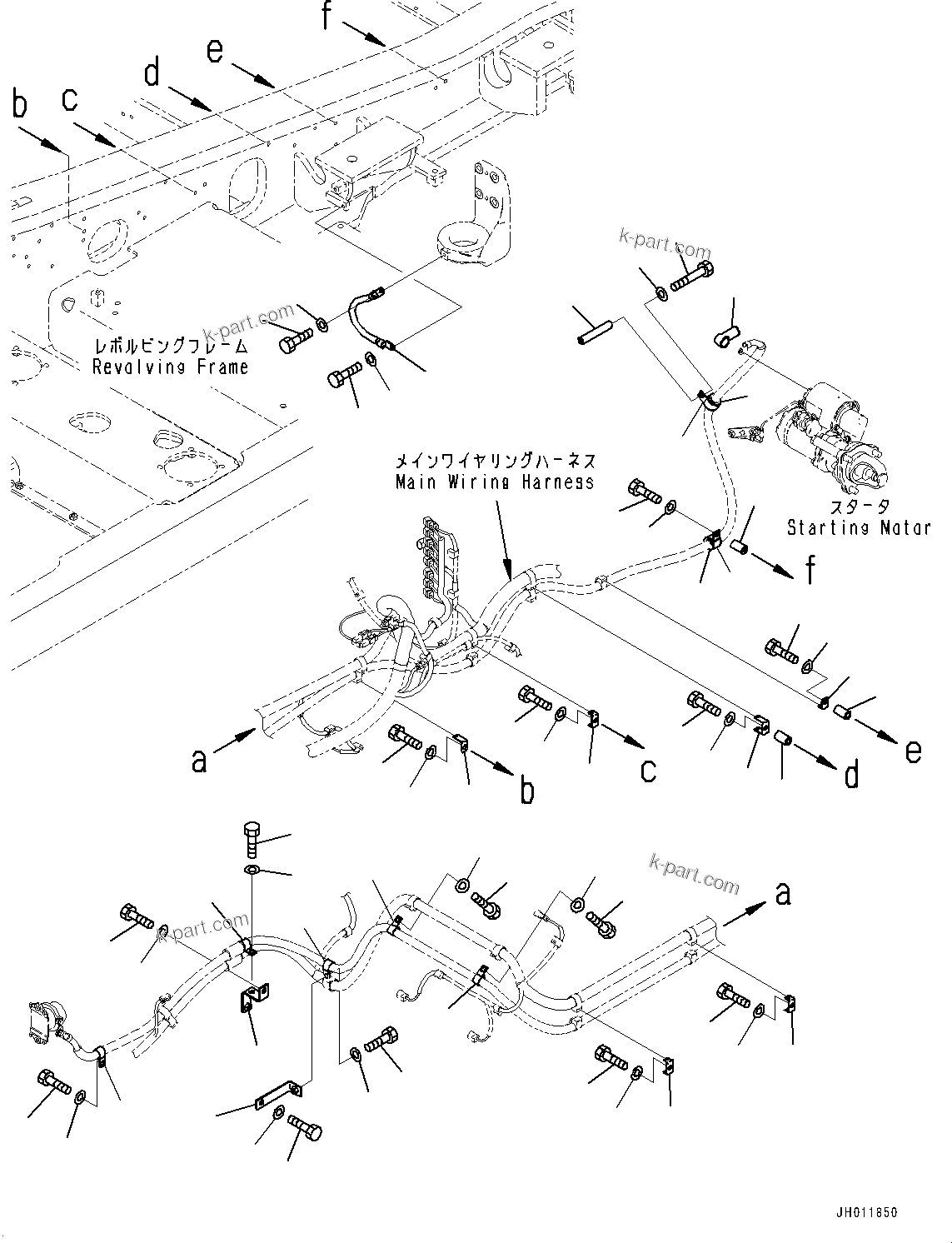 Komatsu parts book diagram for PC490LC-11 S/N 87001-UP (For KAL): ELECTRIC WIRING HARNESS, STARTING WIRING HARNESS CLAMP(#86193-)