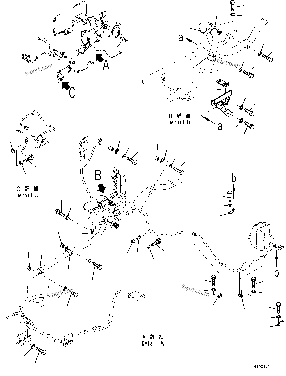 Komatsu parts book diagram for PC490LC-11 S/N 87001-UP (For KAL): ELECTRIC WIRING HARNESS, MAIN WIRING HARNESS CLAMP (1/8)(#86193-)