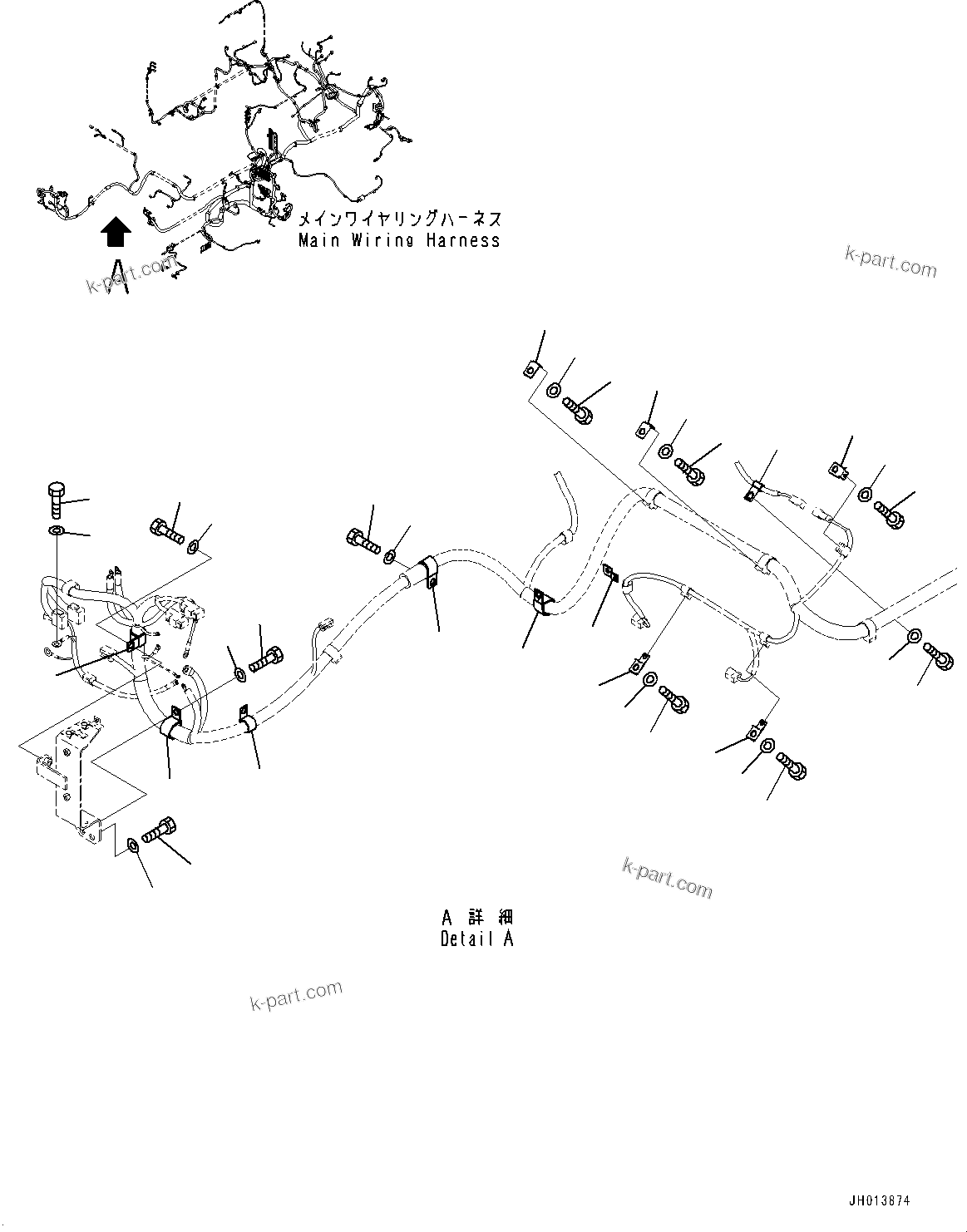 Komatsu parts book diagram for PC490LC-11 S/N 87001-UP (For KAL): ELECTRIC WIRING HARNESS, MAIN WIRING HARNESS CLAMP (2/8)(#86193-)