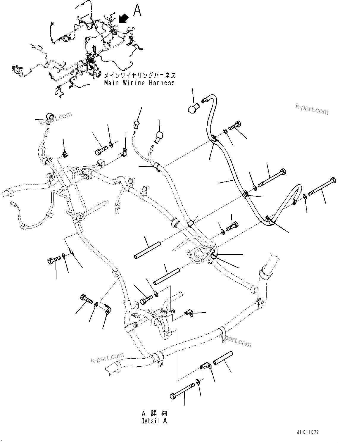 Komatsu parts book diagram for PC490LC-11 S/N 87001-UP (For KAL): ELECTRIC WIRING HARNESS, MAIN WIRING HARNESS CLAMP (6/8)(#86193-)