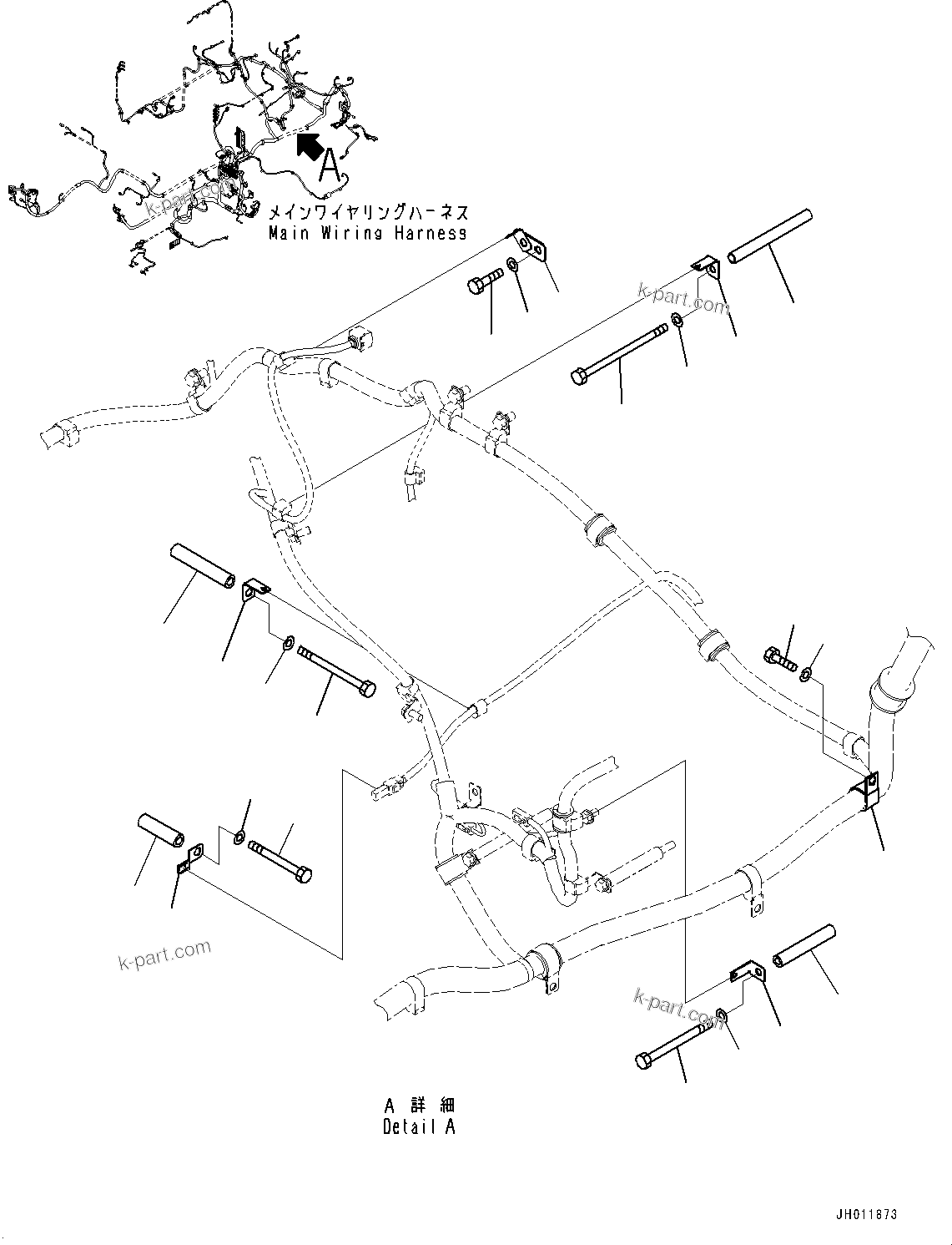 Komatsu parts book diagram for PC490LC-11 S/N 87001-UP (For KAL): ELECTRIC WIRING HARNESS, MAIN WIRING HARNESS CLAMP (7/8)(#86193-)