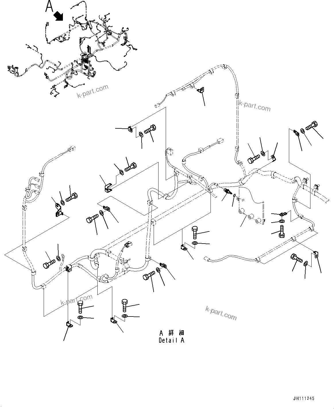 Komatsu parts book diagram for PC490LC-11 S/N 87001-UP (For KAL): ELECTRIC WIRING HARNESS, MAIN WIRING HARNESS CLAMP (8/8)(#86193-86280)