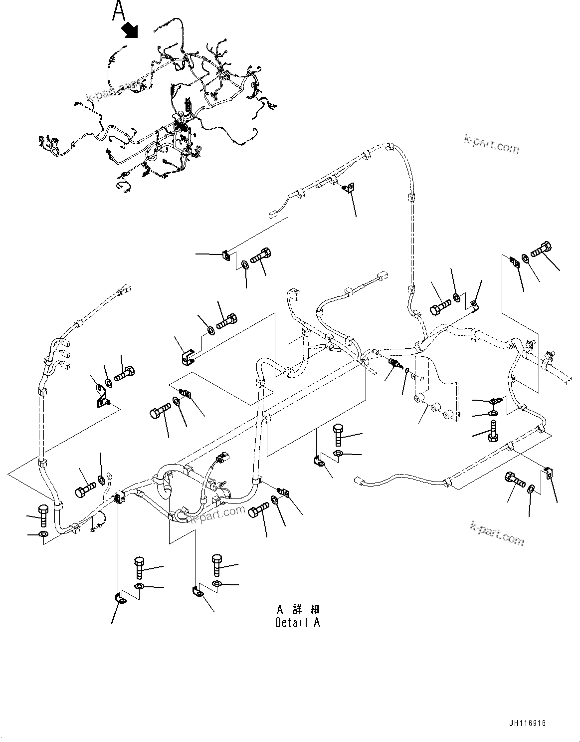 Komatsu parts book diagram for PC490LC-11 S/N 87001-UP (For KAL): ELECTRIC WIRING HARNESS, MAIN WIRING HARNESS CLAMP (8/8)(#86281-)
