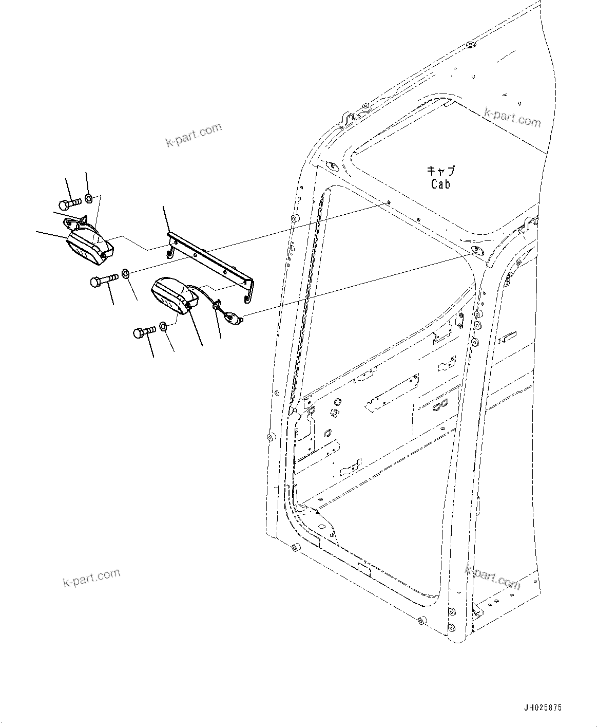 Komatsu parts book diagram for PC490LC-11 S/N 87001-UP (For KAL): ADDITIONAL WORKING LAMP, (#85001-)