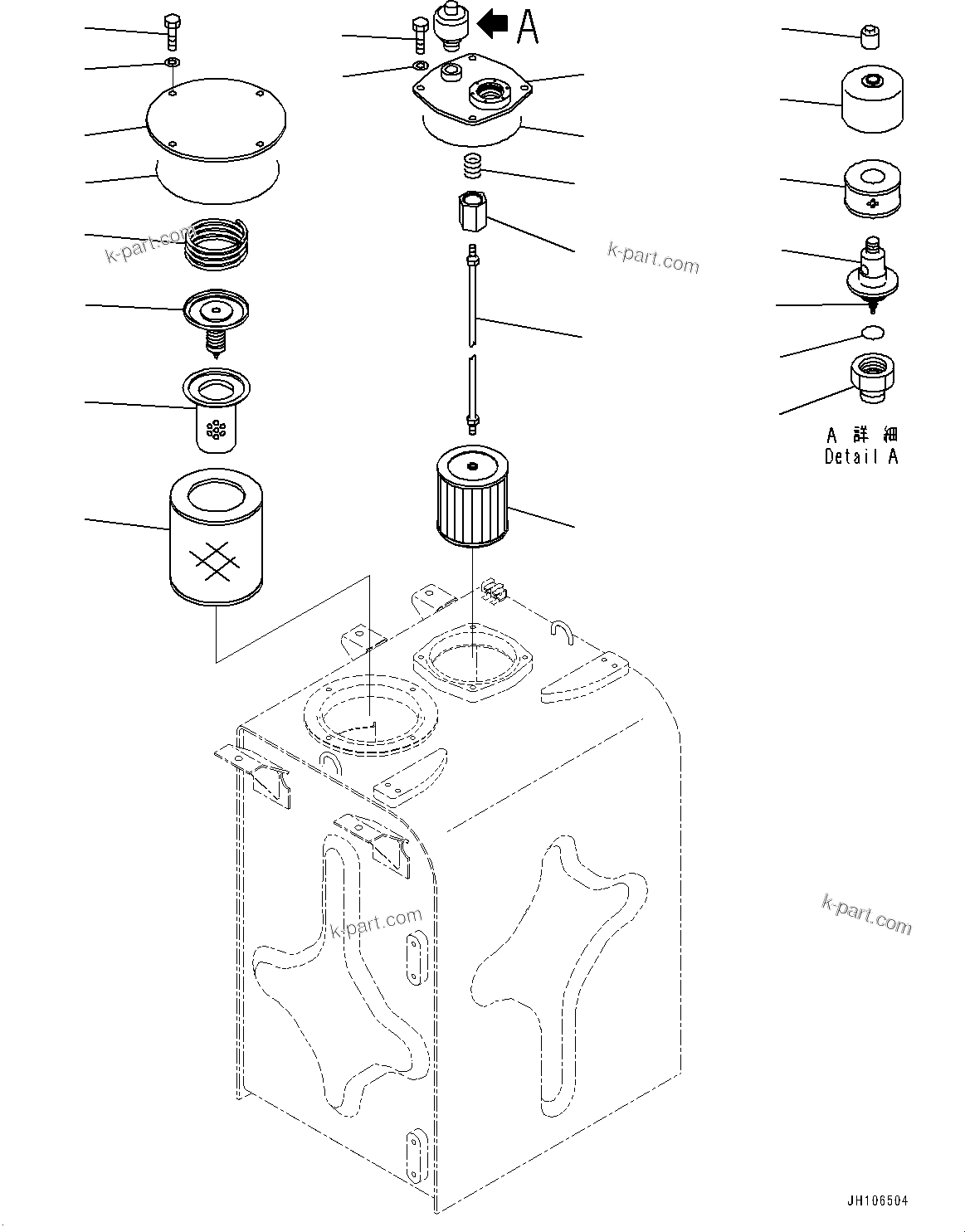 Komatsu parts book diagram for PC490LC-11 S/N 87001-UP (For KAL): HYDRAULIC TANK, ELEMENT AND STRAINER(#87001-)