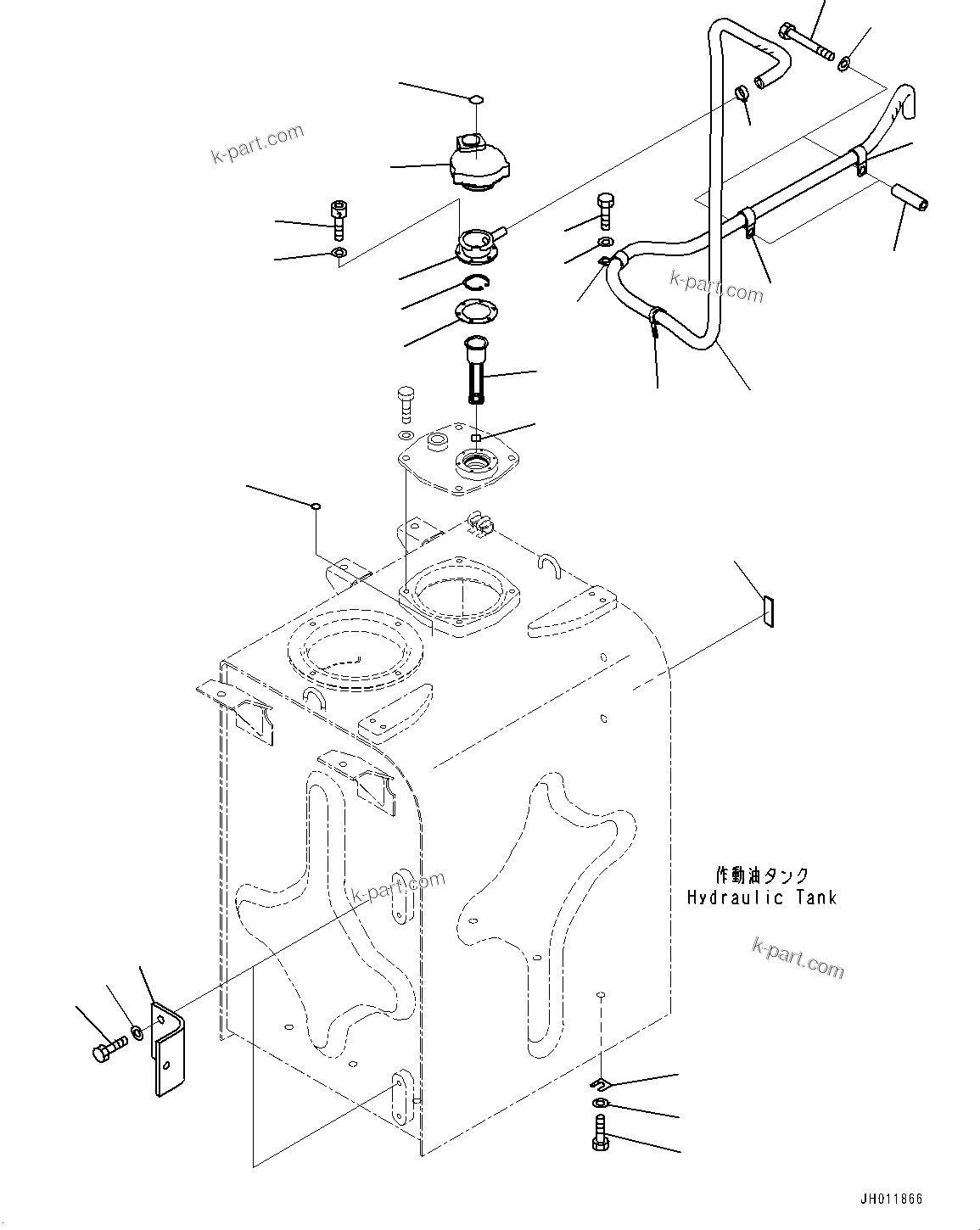 Komatsu parts book diagram for PC490LC-11 S/N 87001-UP (For KAL): HYDRAULIC TANK, BREATHER MOUNTING(#87001-)