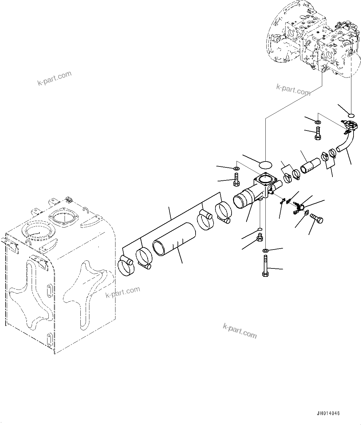 Komatsu parts book diagram for PC490LC-11 S/N 87001-UP (For KAL): SUCTION PIPING, (#85001-)
