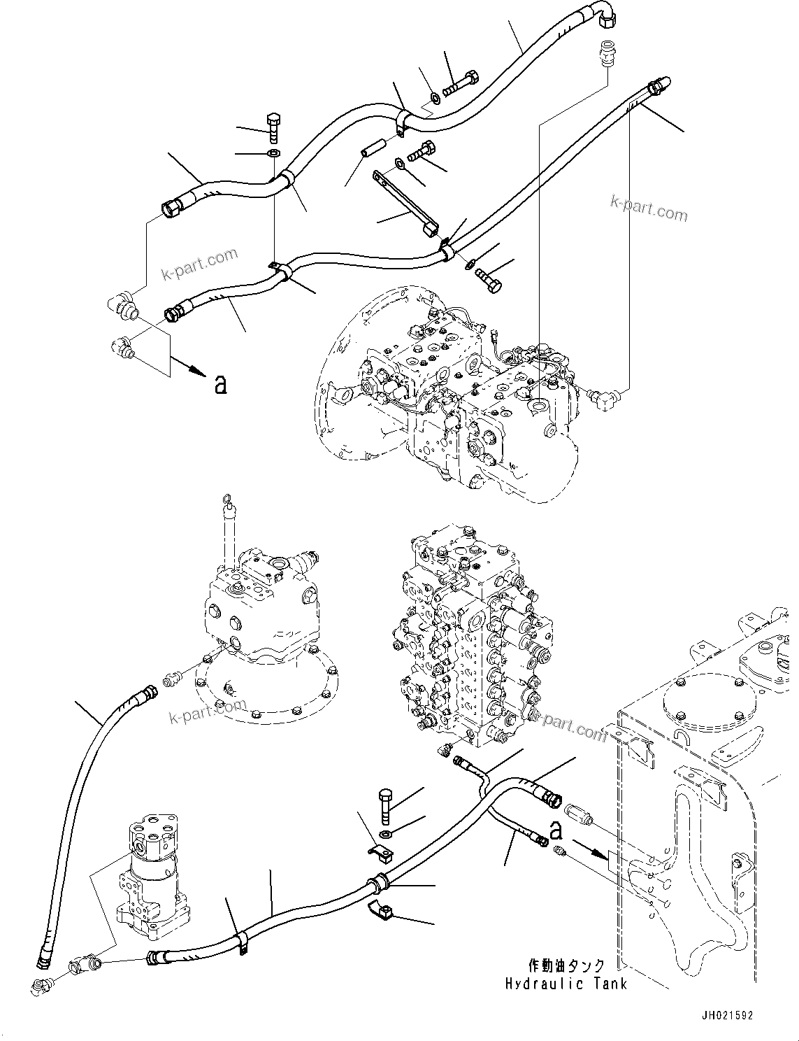 Komatsu parts book diagram for PC490LC-11 S/N 87001-UP (For KAL): DRAIN PIPING, (#85003-)