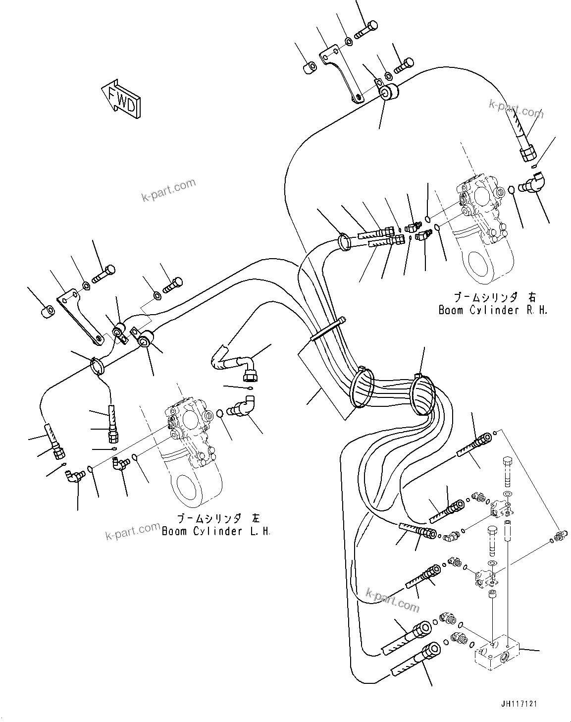 Komatsu parts book diagram for PC490LC-11 S/N 87001-UP (For KAL): ANTI-DROP VALVE, BOOM ANTI-DROP VALVE PIPING(#86225-)
