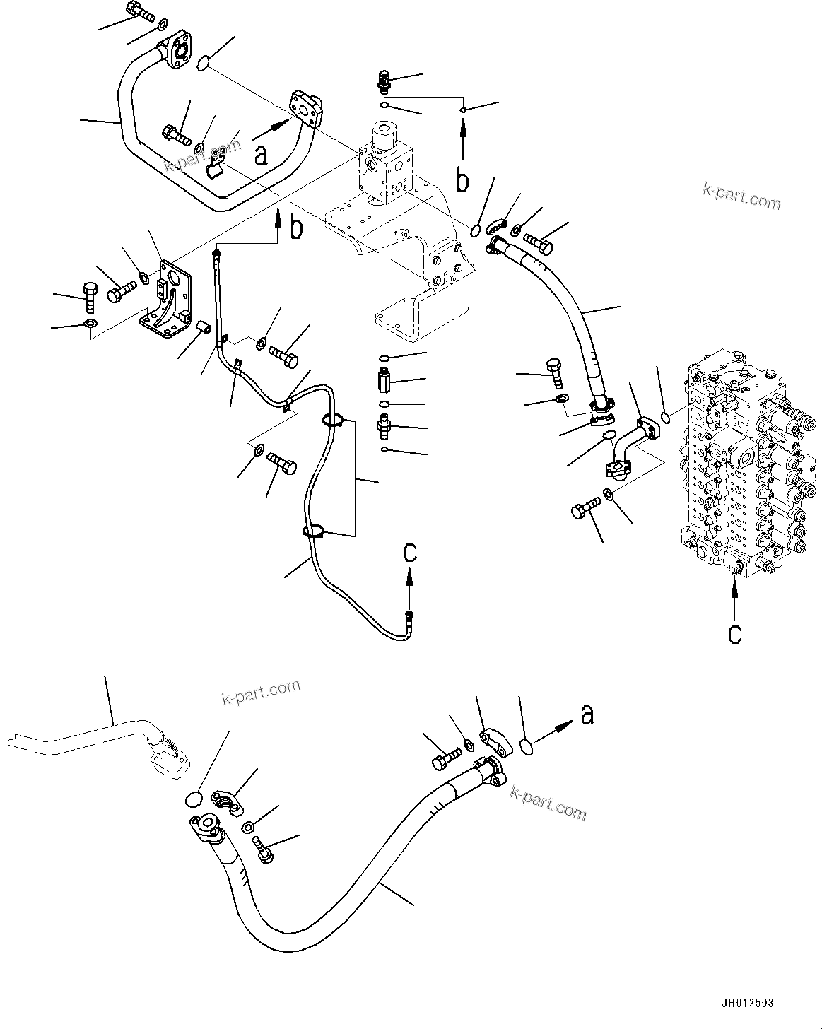 Komatsu parts book diagram for PC490LC-11 S/N 87001-UP (For KAL): ADDITIONAL ACTUATOR PIPING, PIPING, R.H. (2/2)(#87001-)
