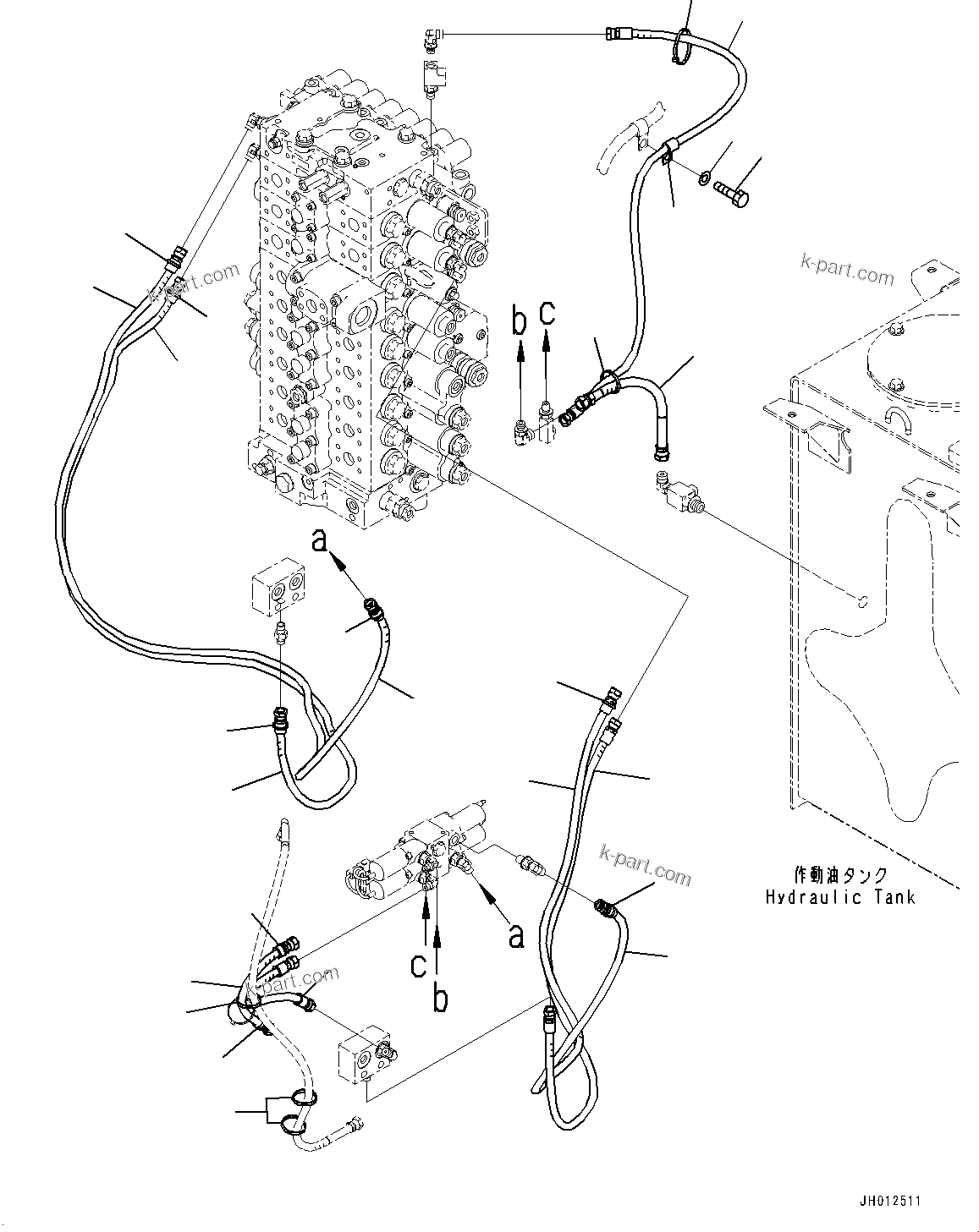 Komatsu parts book diagram for PC490LC-11 S/N 87001-UP (For KAL): QUICK COUPLER PIPING, PIPING (2/2)(#87001-)