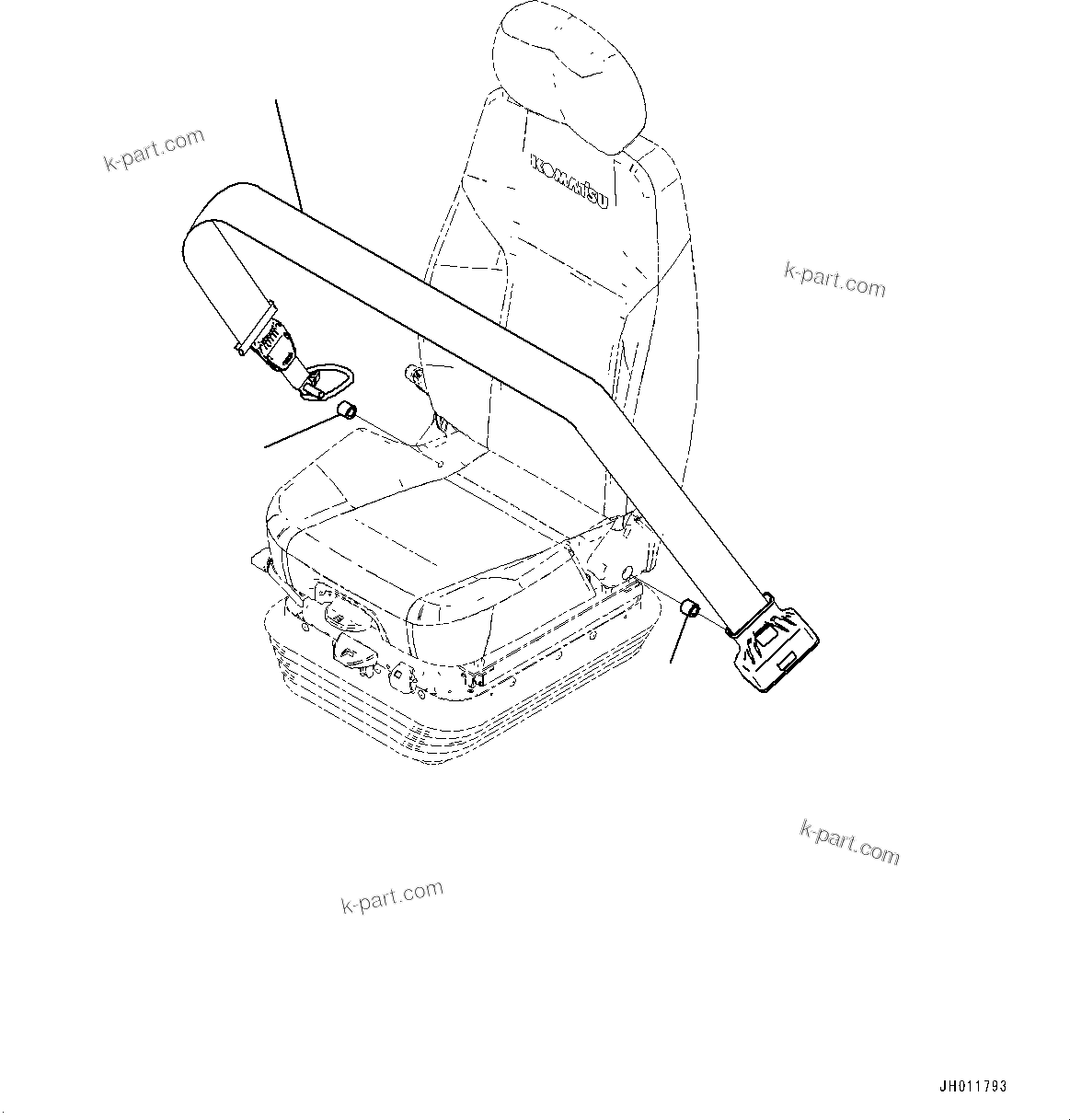 Komatsu parts book diagram for PC490LC-11 S/N 87001-UP (For KAL): SEAT BELT, (#85001-)