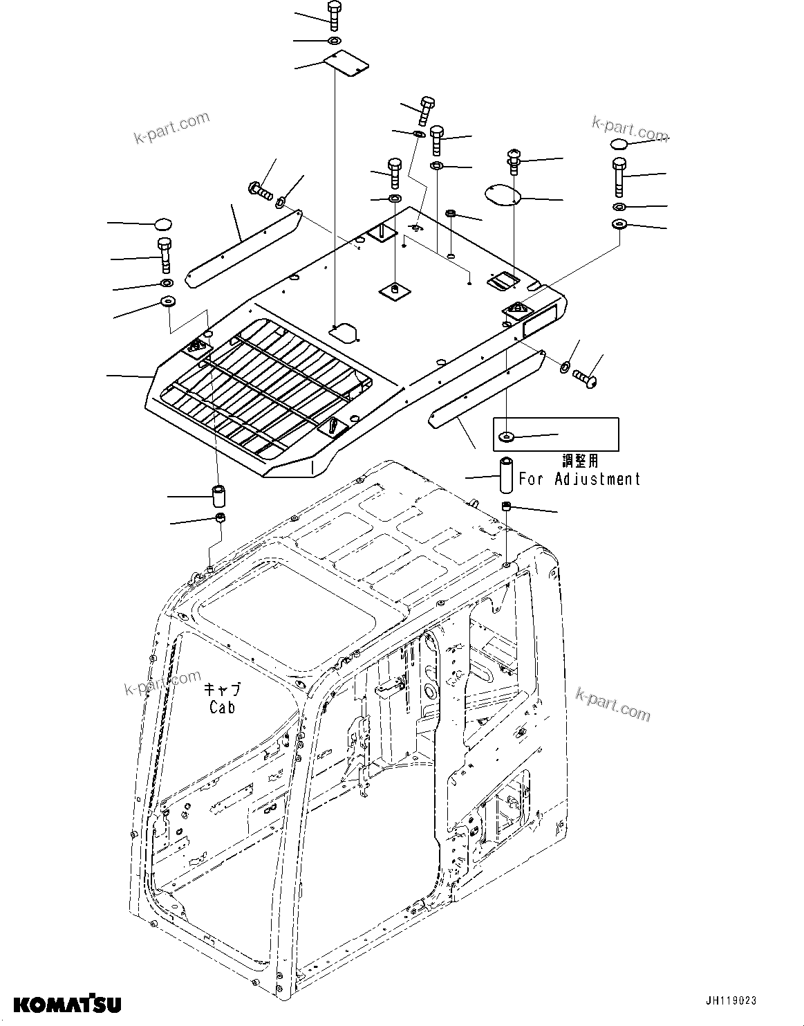 Komatsu parts book diagram for PC490LC-11 S/N 87001-UP (For KAL): TOP GUARD, (#86384-)