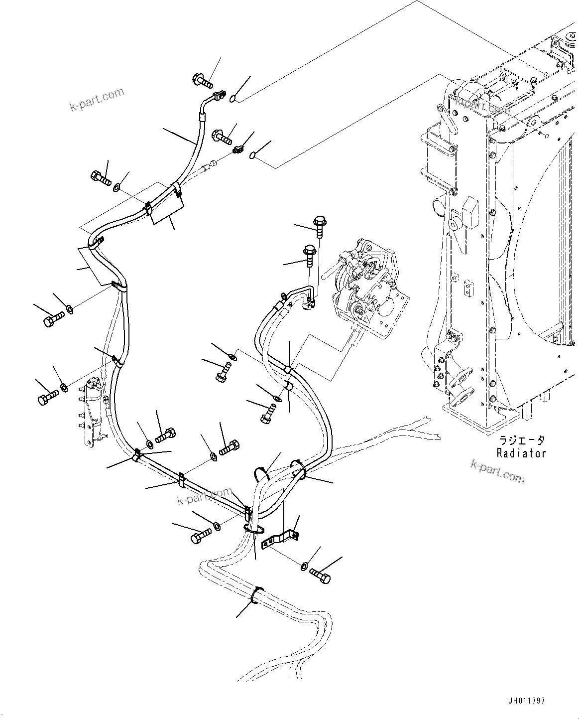 Komatsu parts book diagram for PC490LC-11 S/N 87001-UP (For KAL): AIR CONDITIONER UNIT, COOLER PIPING(#85001-)